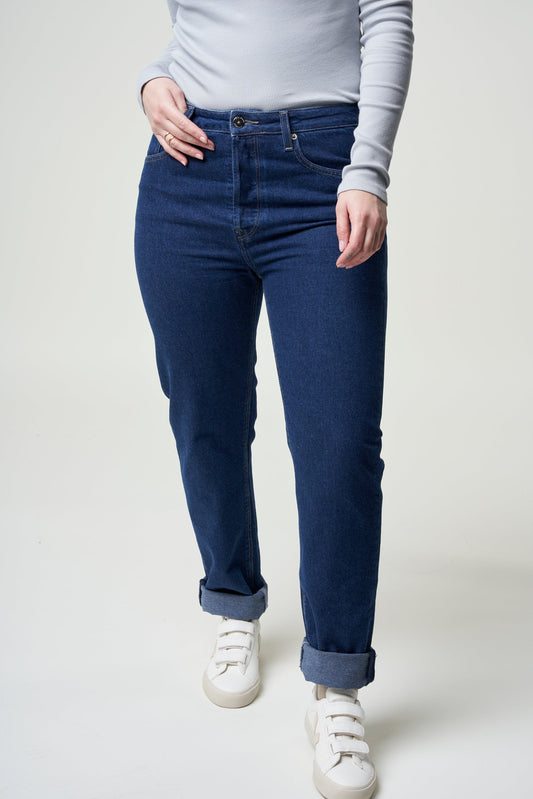 Jean droit en coton bio et recyclé - Piper Straight stone indigo