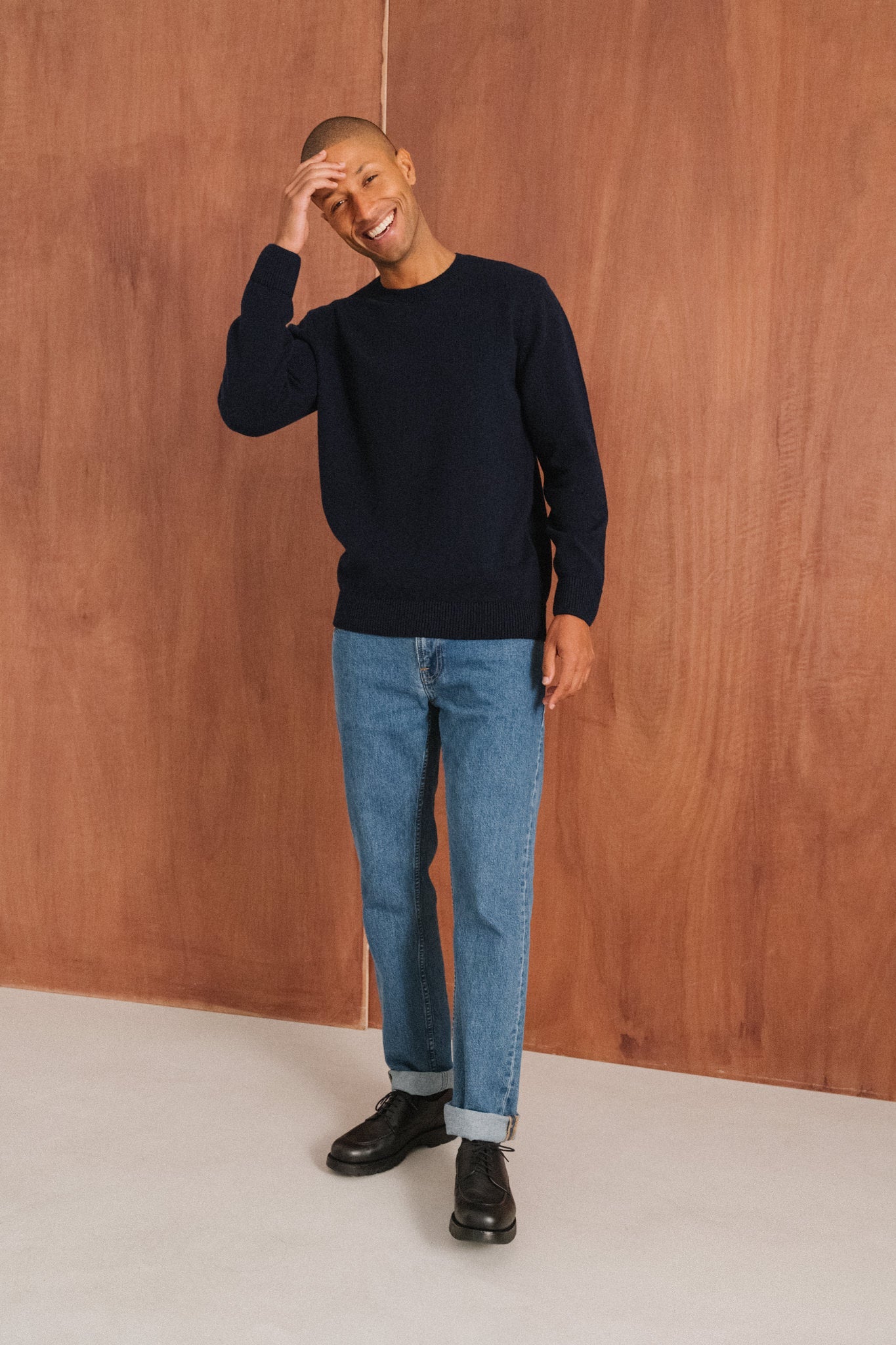 Pull en laine mérinos recyclée | marine