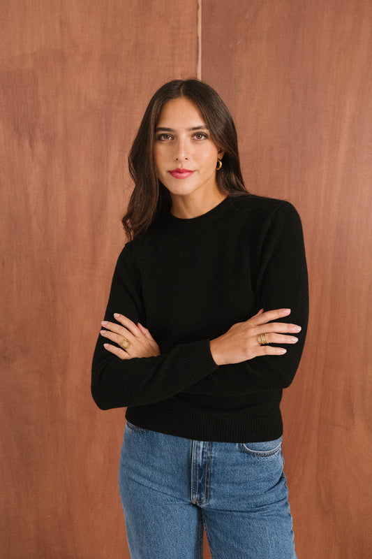 Pull droit en laine mérinos recyclée | noir