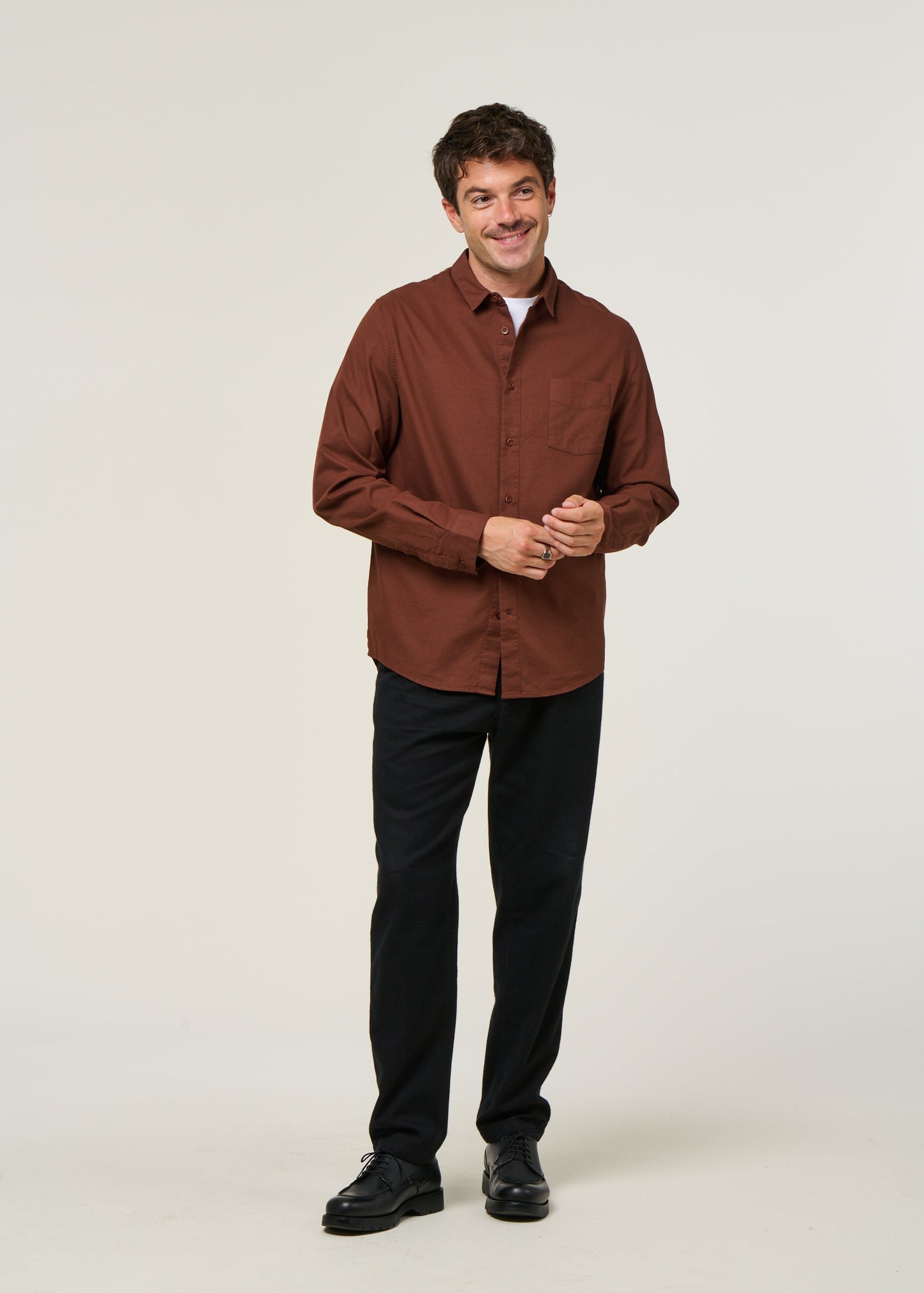 Chemise en coton bio | marron 'simon - eco crisp cotton marron'