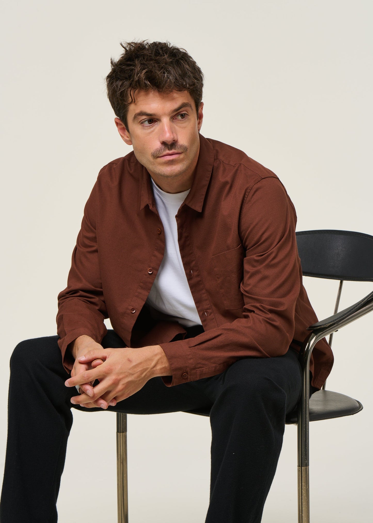 Chemise en coton bio | marron 'simon - eco crisp cotton marron'