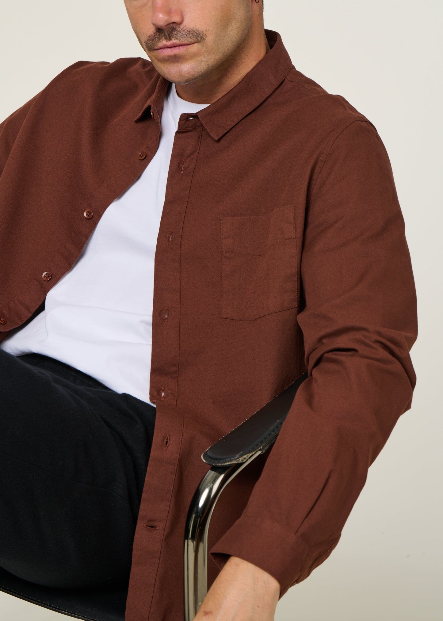 Chemise en coton bio | marron 'simon - eco crisp cotton marron'