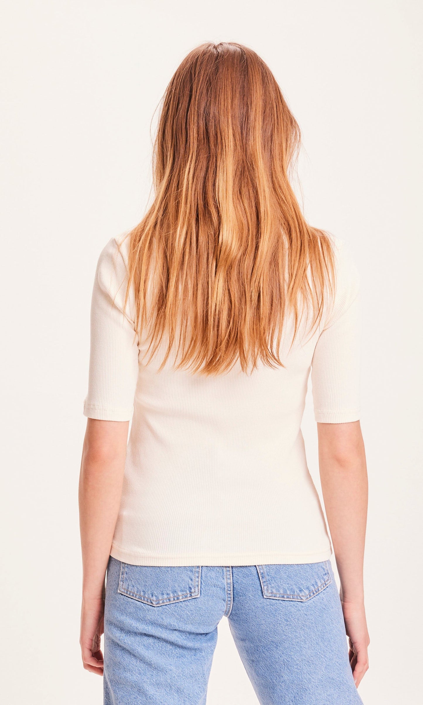 T-shirt moulant écru en coton bio - Canna buttercream