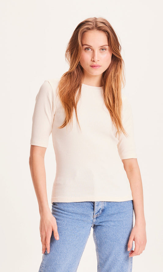 T-shirt moulant écru en coton bio - Canna buttercream