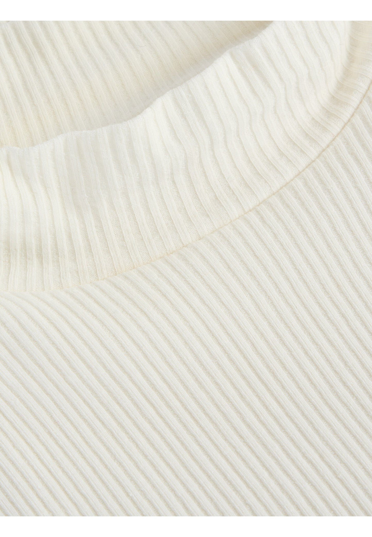 T-shirt col cheminée en coton bio | Blanc "rib high neck short sleeved snow white"
