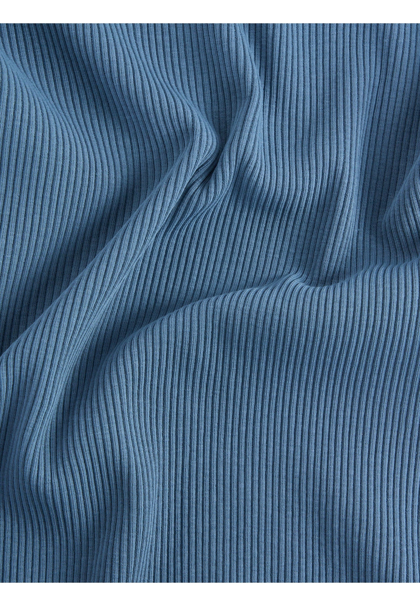 T-shirt col cheminée en coton bio | Bleu "rib high neck short sleeved china blue"