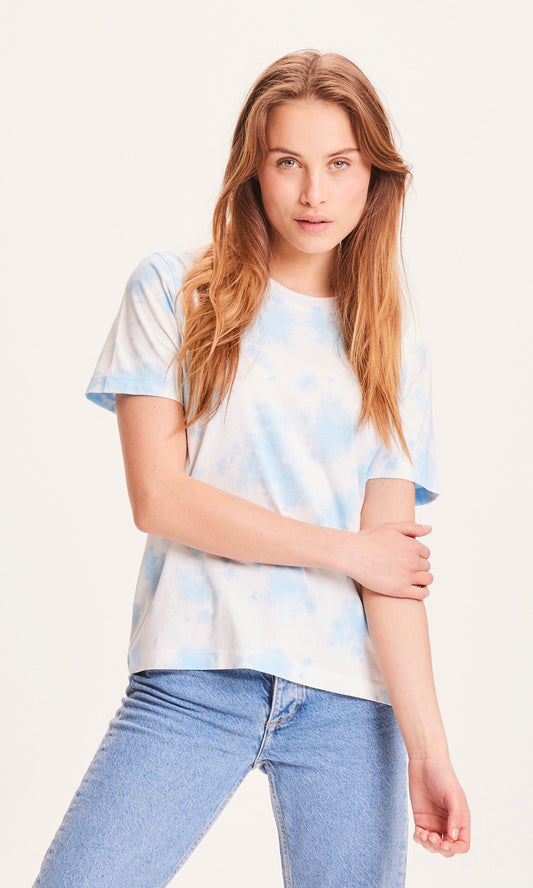 T-shirt tie and dye blanc et bleu en coton bio - VIOLET TieDye tee alaskan blue