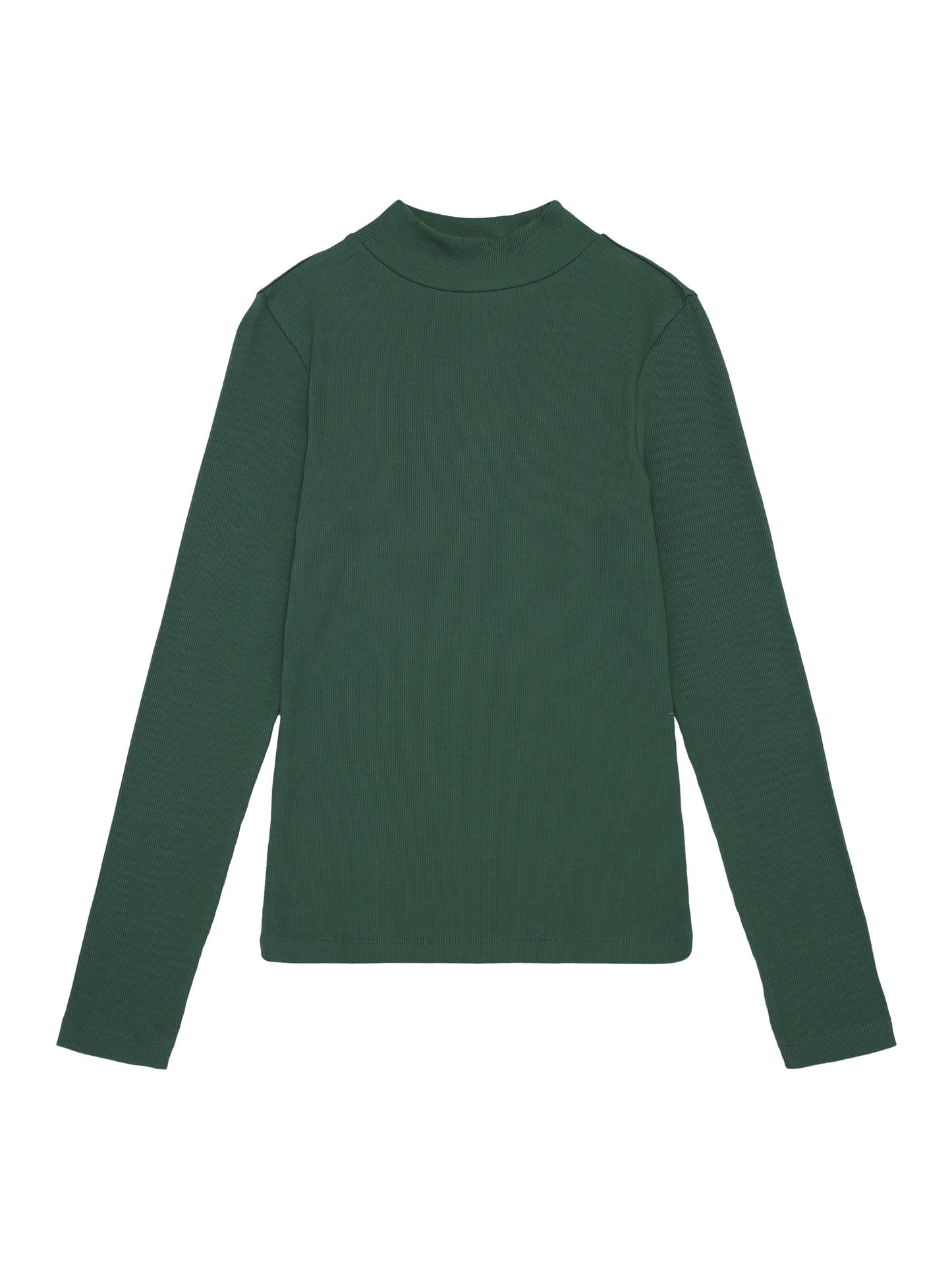 T-shirt manches longues en coton bio | Vert forêt "rib high neck long sleeved dark forest"