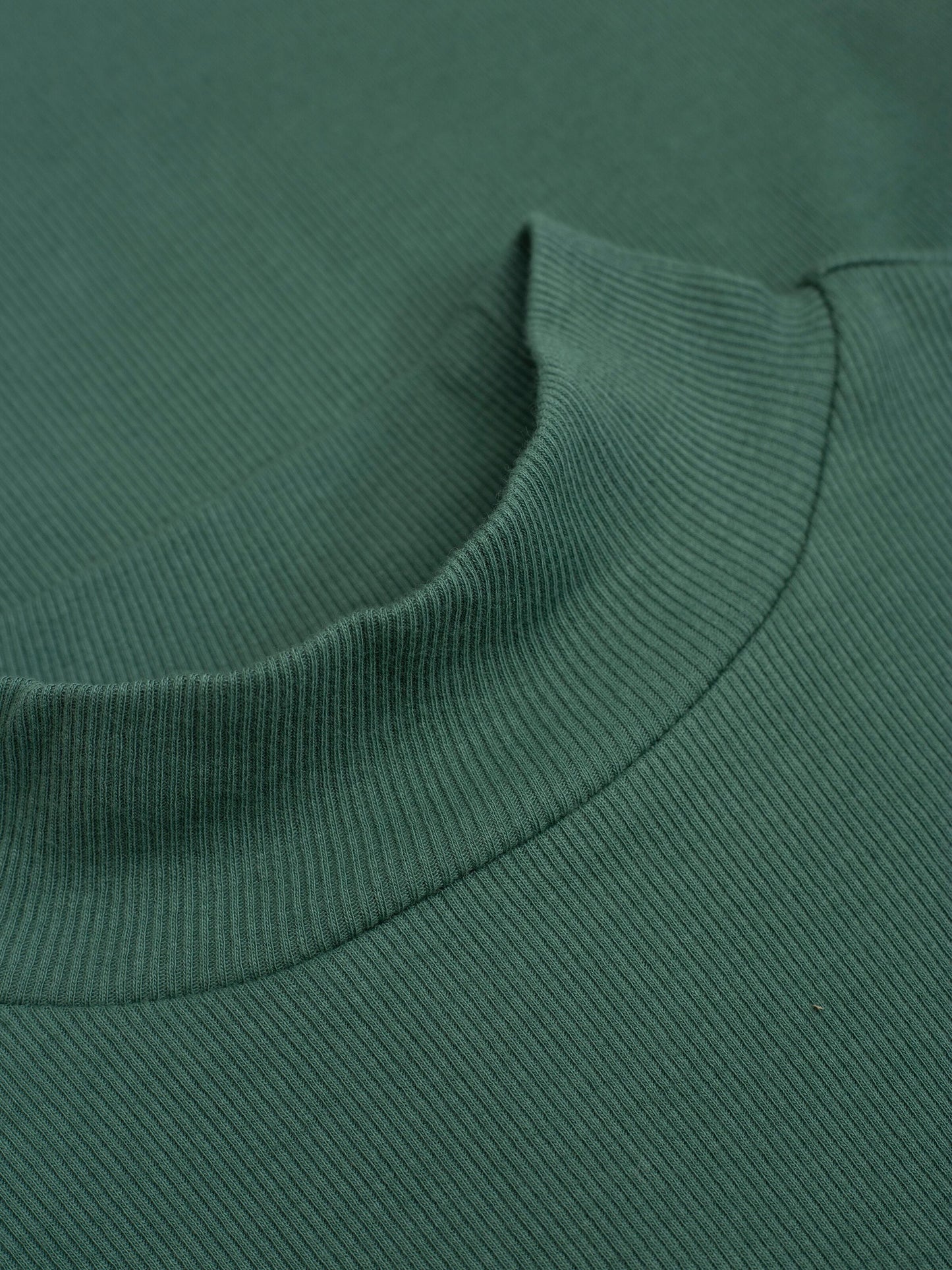 T-shirt manches longues en coton bio | Vert forêt "rib high neck long sleeved dark forest"
