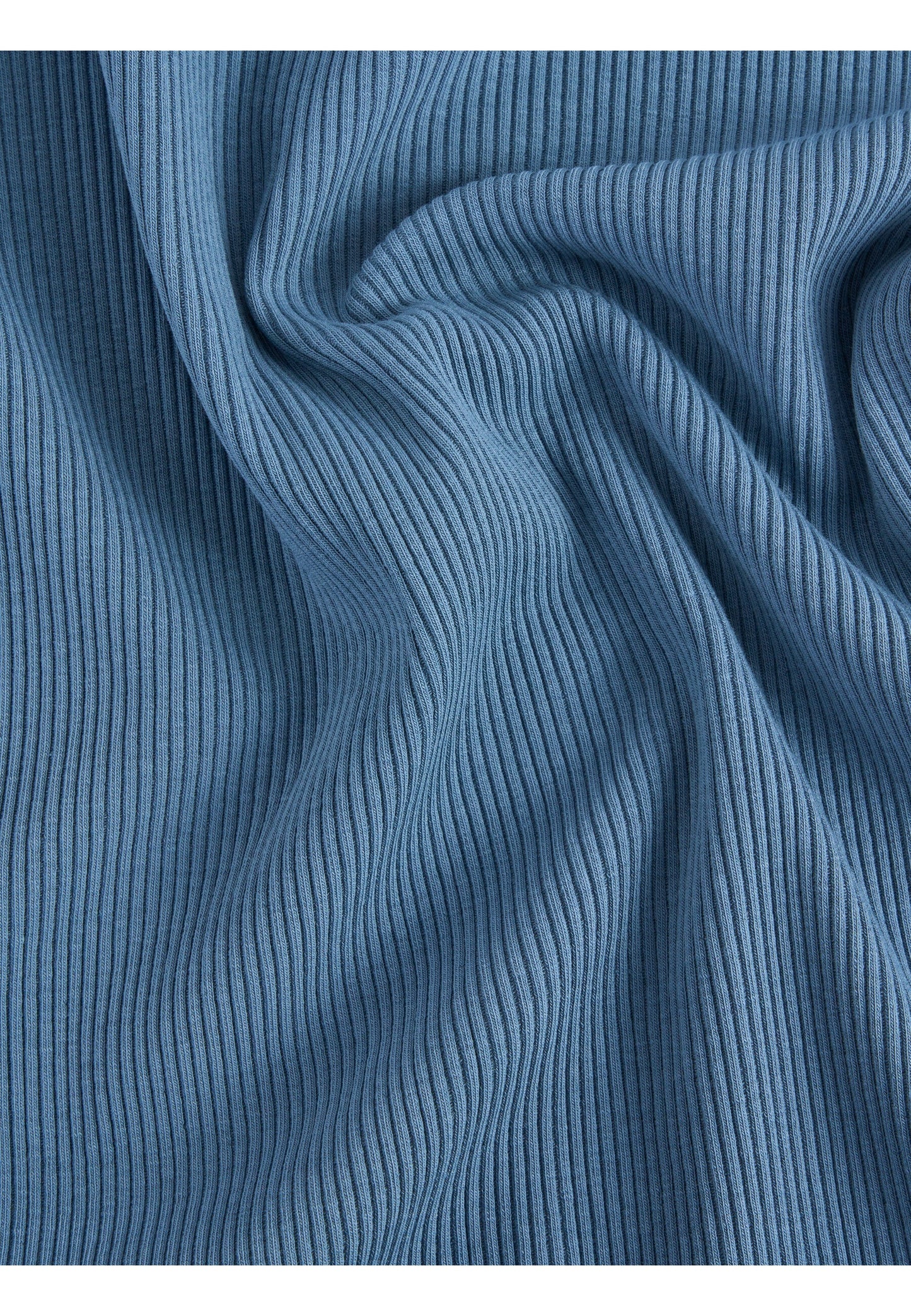 T-shirt manches longues en coton bio | Bleu "rib high neck long sleeved china blue"