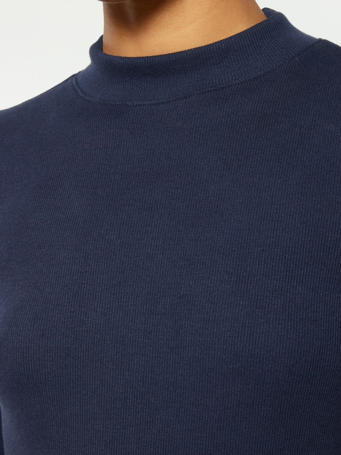 T-shirt manches longues en coton bio | bleu "rib high neck long sleeved night sky"