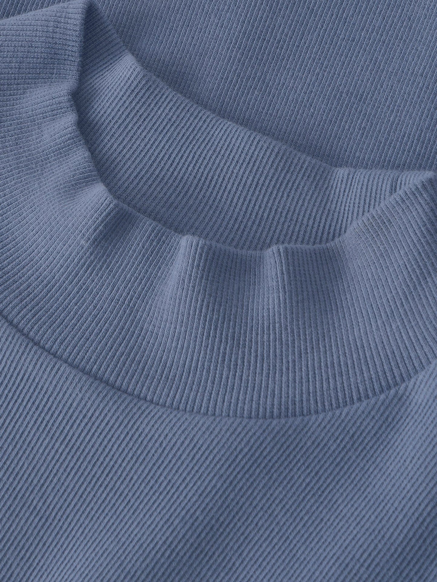 T-shirt en coton biologique | bleu "rib high neck long sleeved - 1432 moonlight blue"
