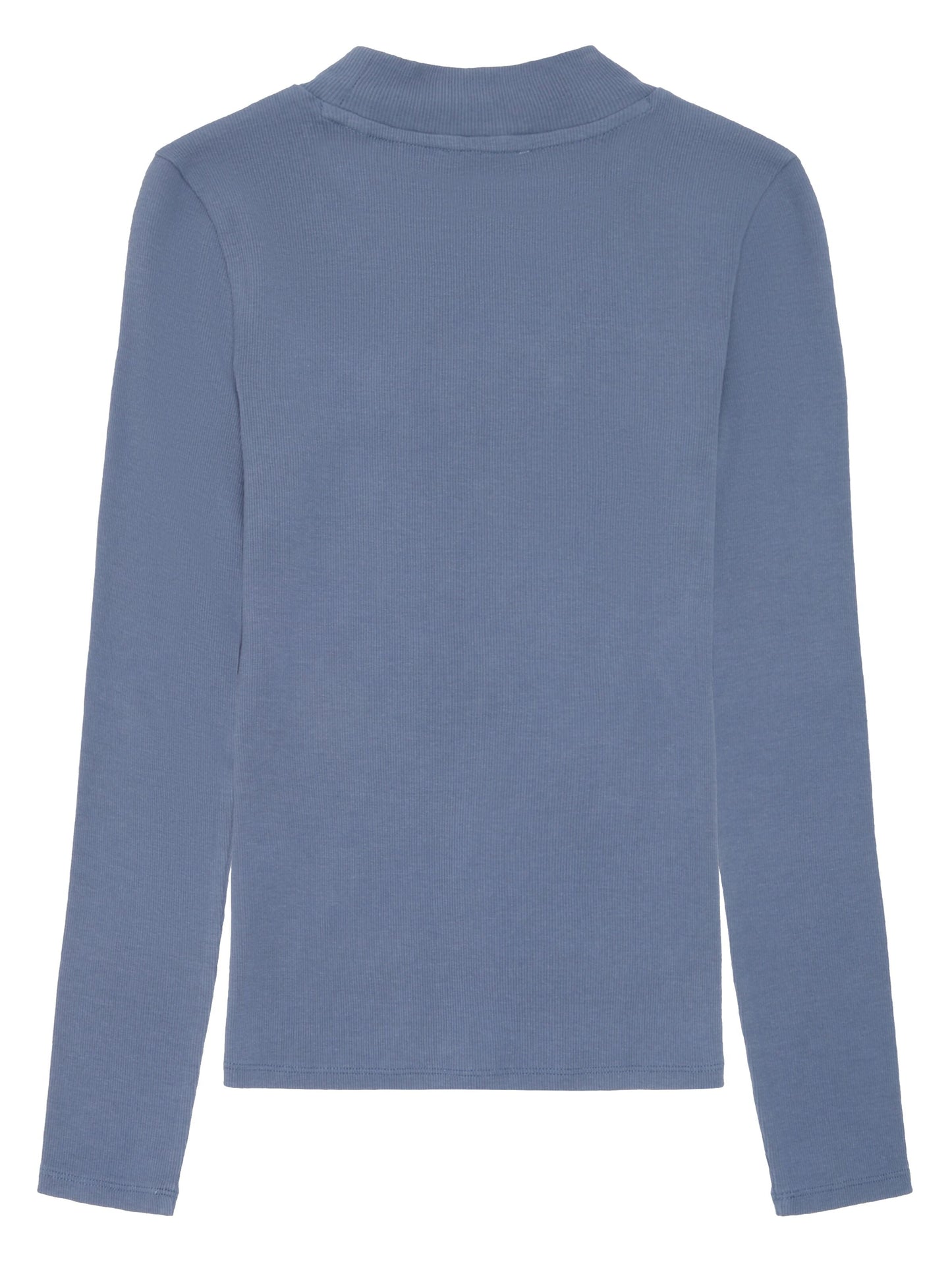 T-shirt en coton biologique | bleu "rib high neck long sleeved - 1432 moonlight blue"