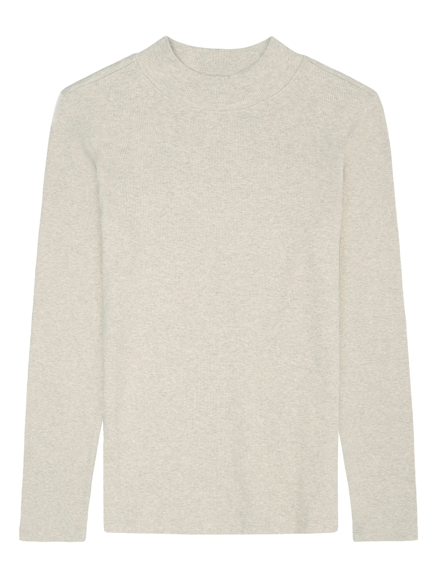 T-shirt manches longues en coton bio | beige "rib high neck long sleeved gray chateau melange"