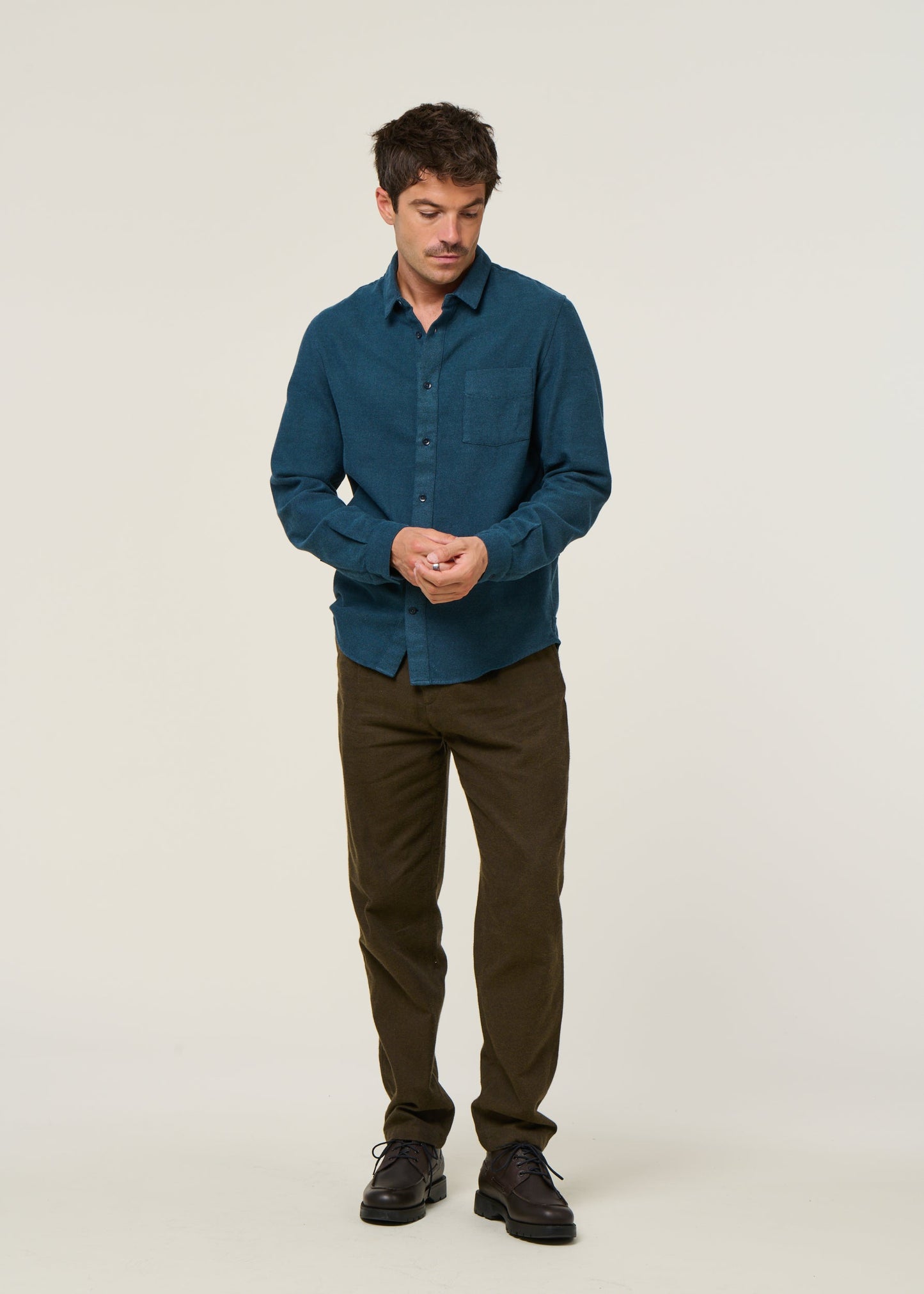 Chemise en coton bio | bleu "simon - eco flannel ocean blue"
