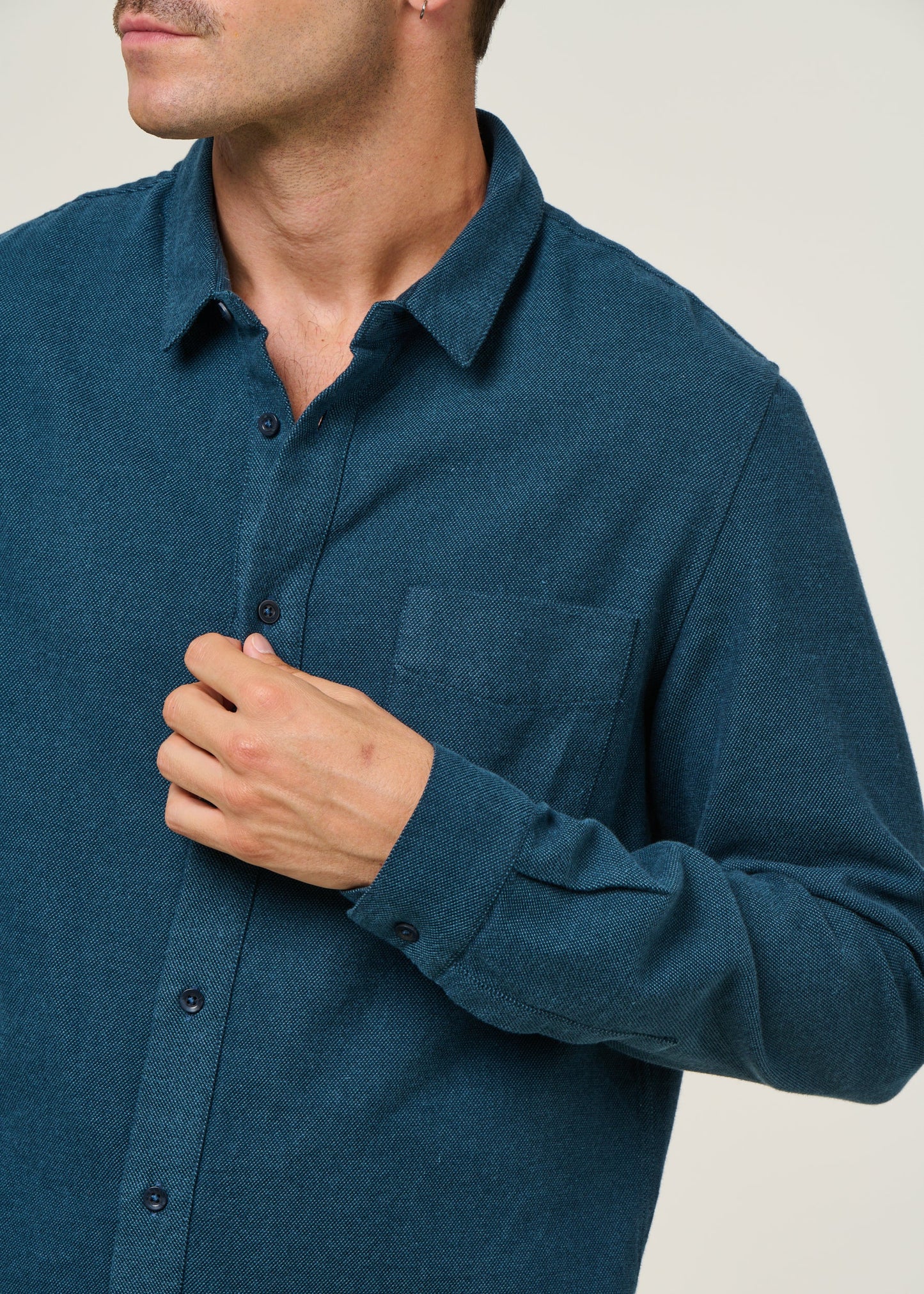 Chemise en coton bio | bleu "simon - eco flannel ocean blue"