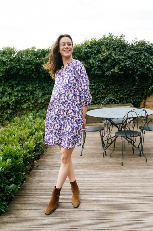 Robe fluide fleurie en tencel - priscaa multi floral light lime