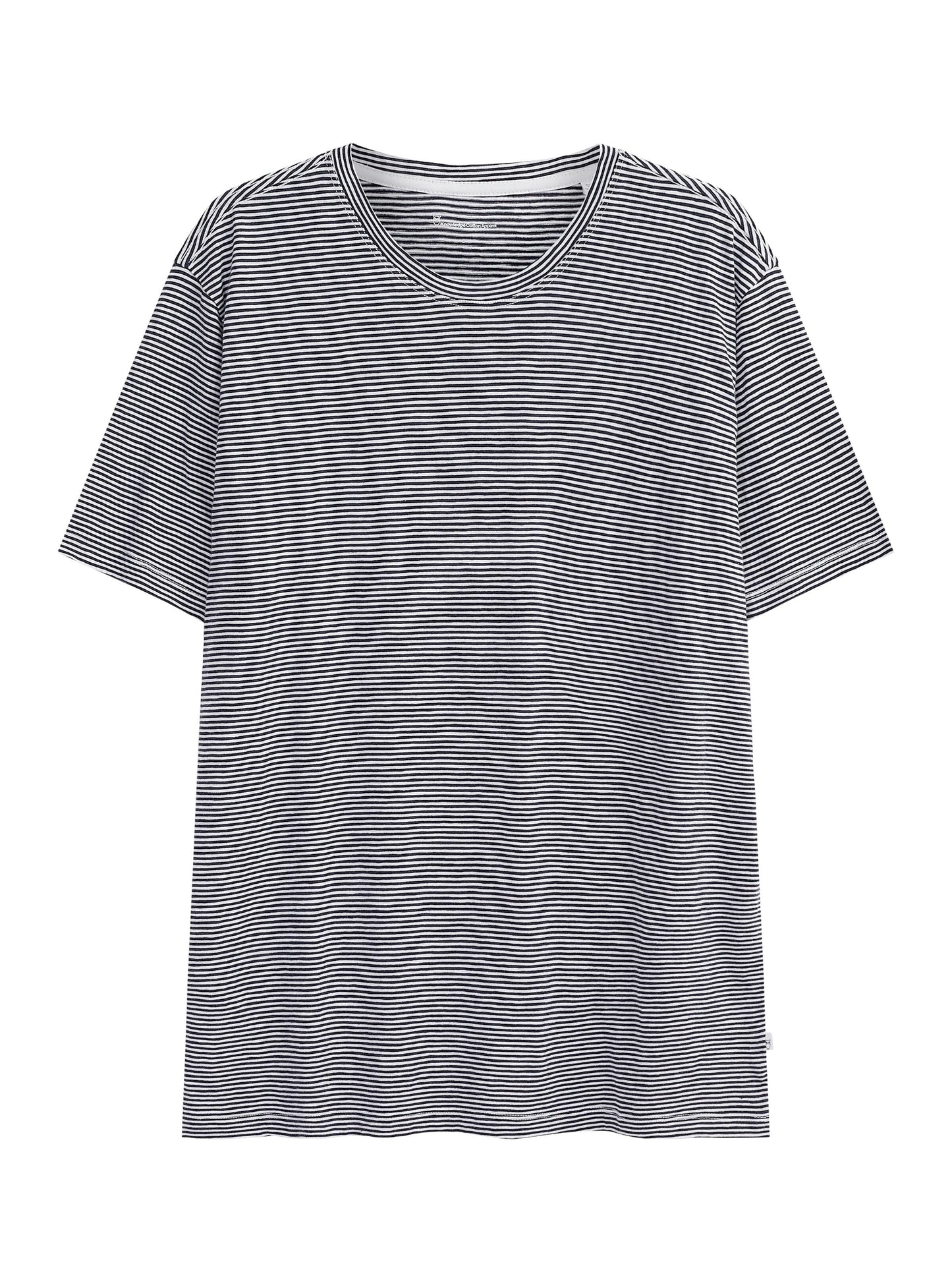T-shirt rayé en coton bio | Bleu et blanc "narrow striped slub tee white stripe"