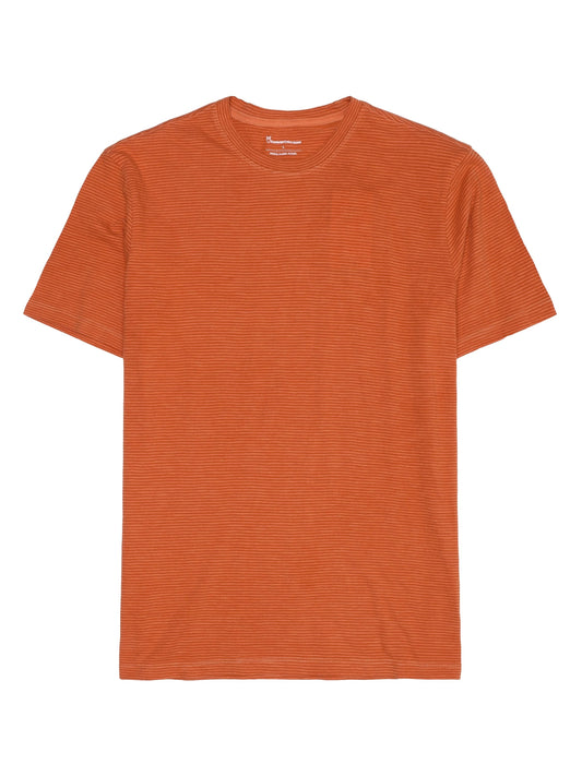 T-shirt en coton bio | orange rayé "narrow striped slub t-shirt"
