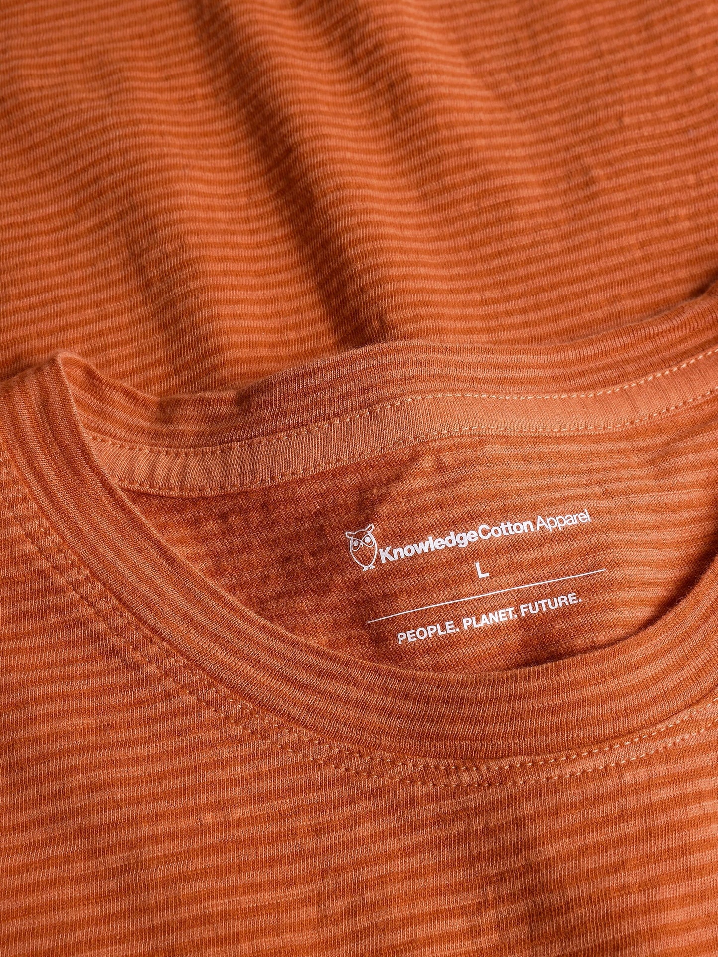 T-shirt en coton bio | orange rayé "narrow striped slub t-shirt"