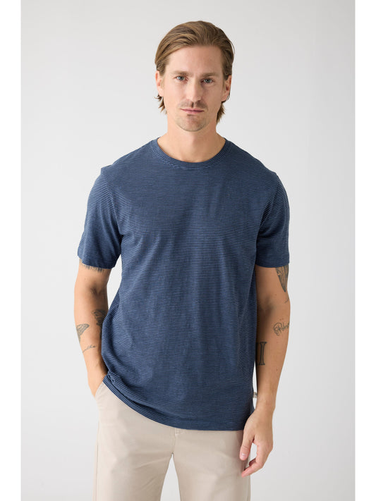 narrow striped slub tee - gots/vegan - 8036 navy