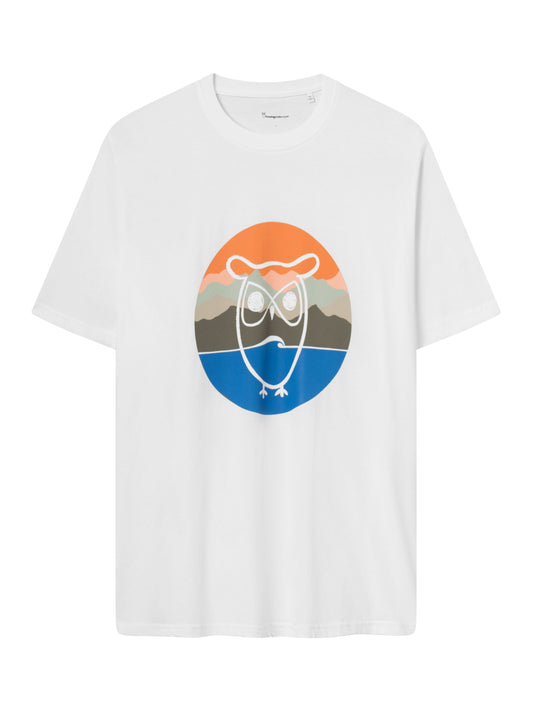 T-shirt blanc imprimé en coton bio - regular mountain front print t-shirt bright white