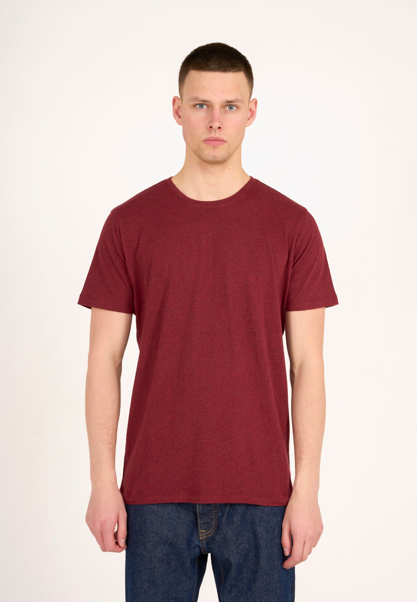 T-shirt rouge en coton bio - basic tee rhubarb melangé