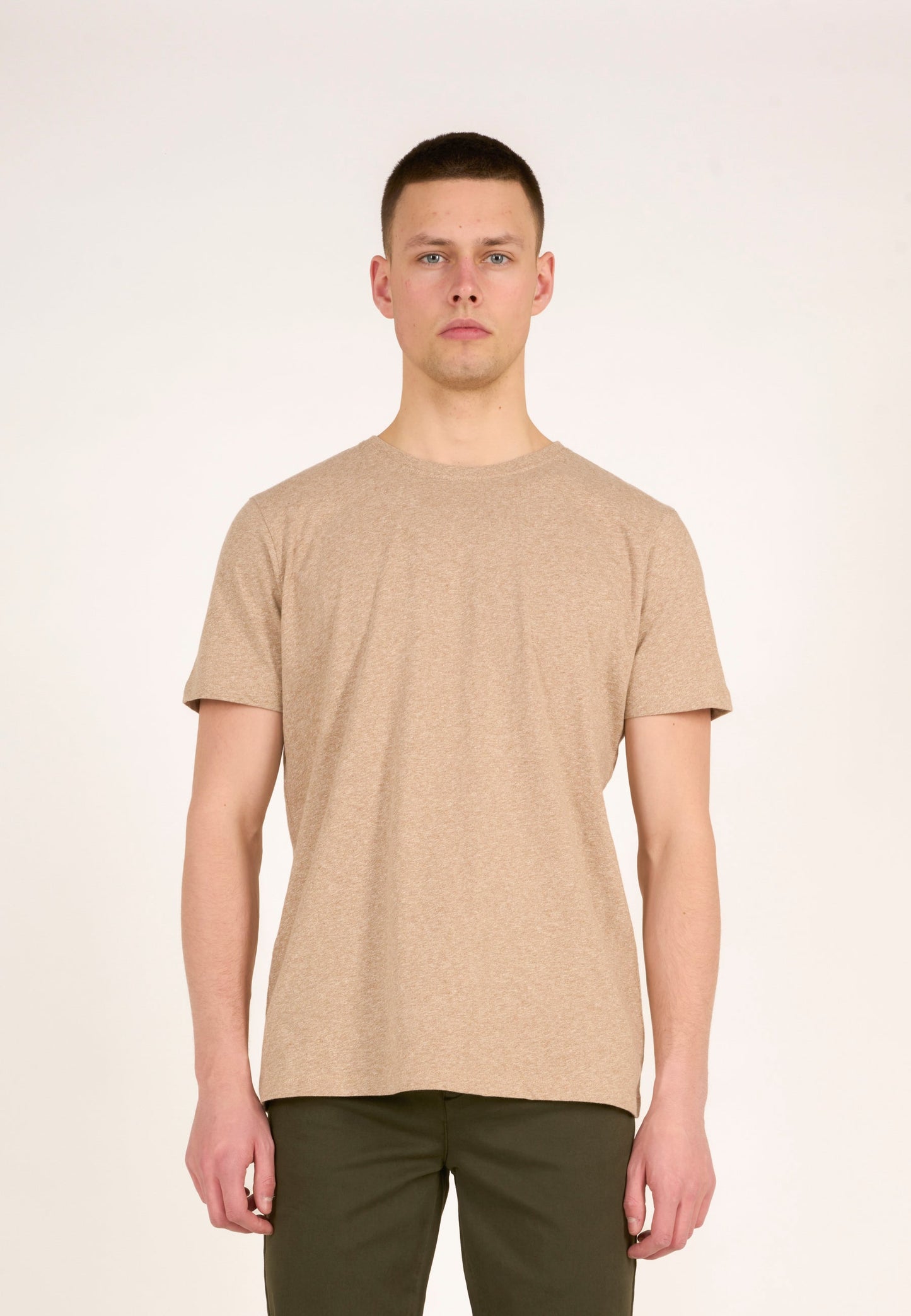 T-shirt beige en coton bio - basic tee beige melange