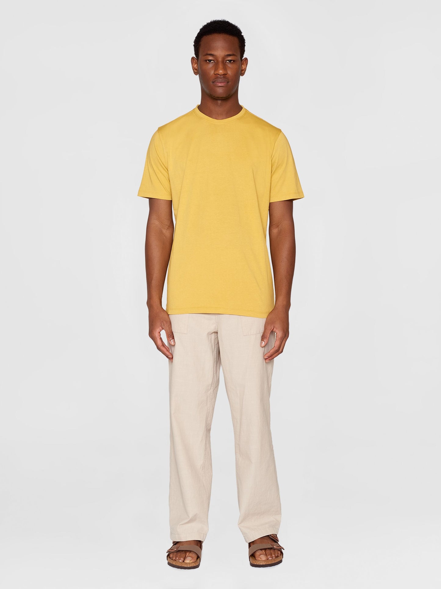 T-shirt en coton bio | jaune "agnar basic t-shirt olivenite"