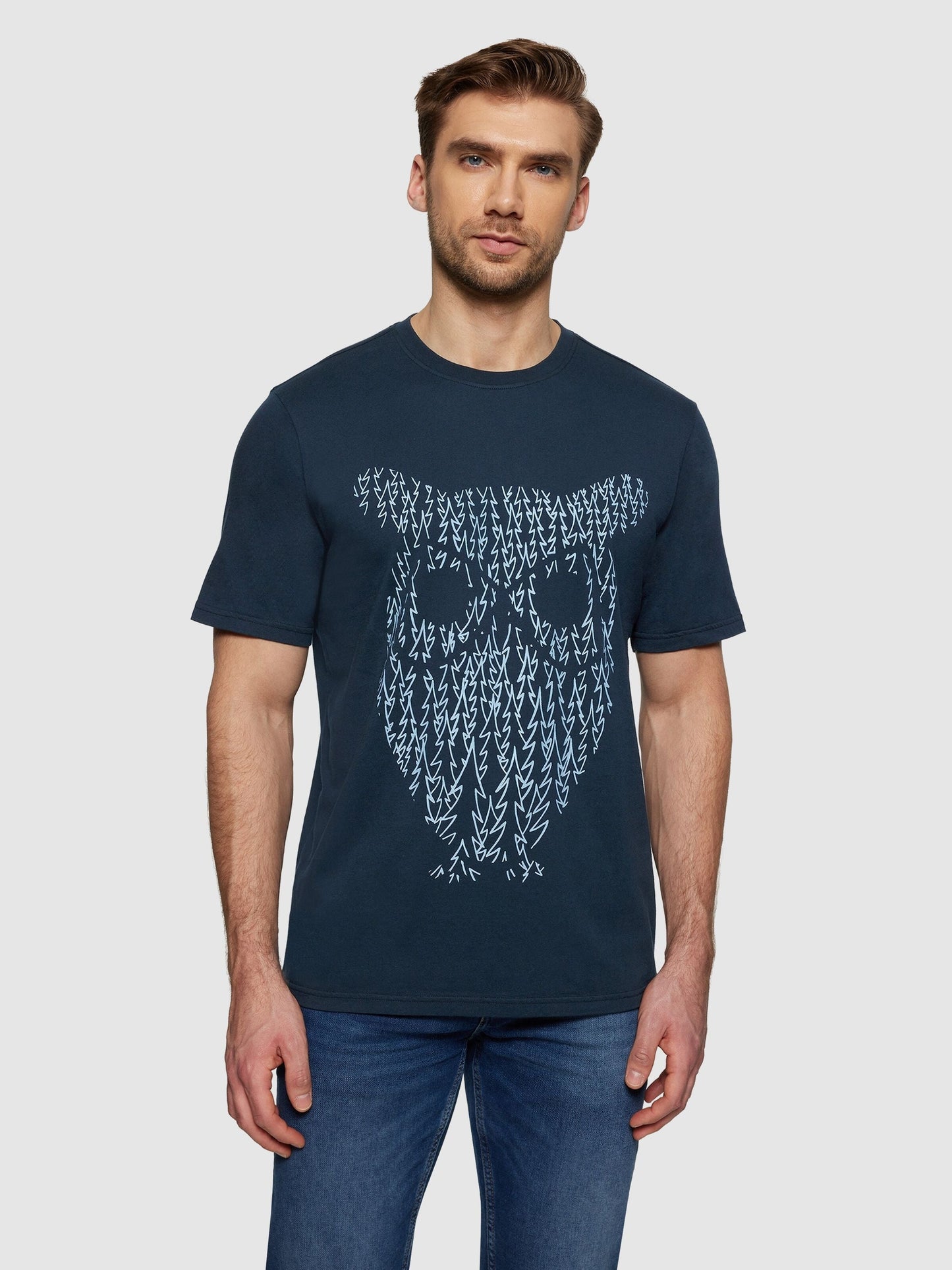 T-shirt en coton bio | bleu "owl tree - total eclipse"