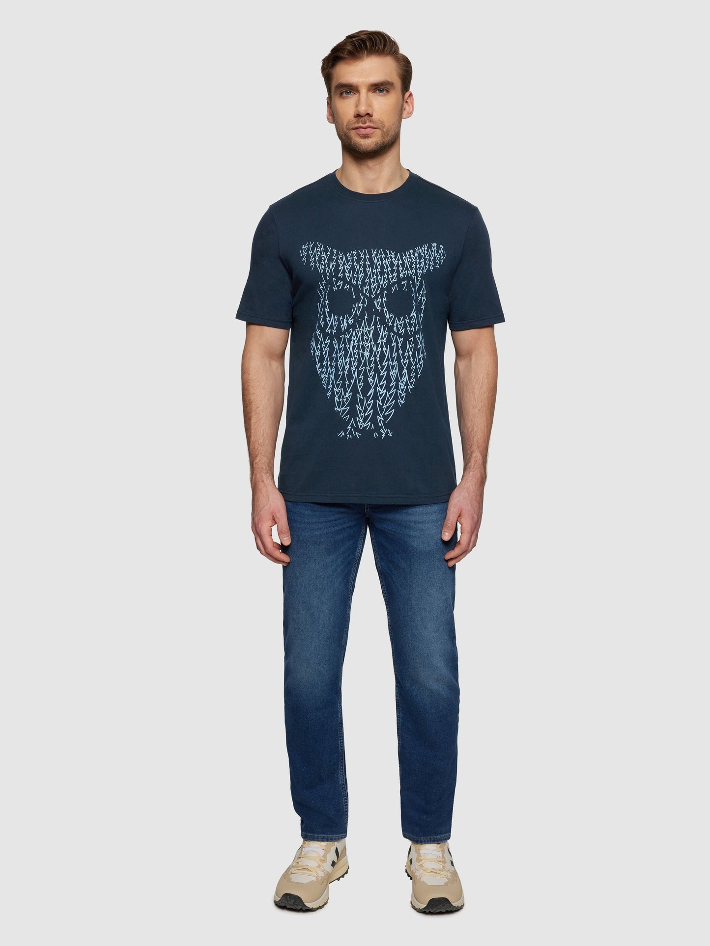 T-shirt en coton bio | bleu "owl tree - total eclipse"