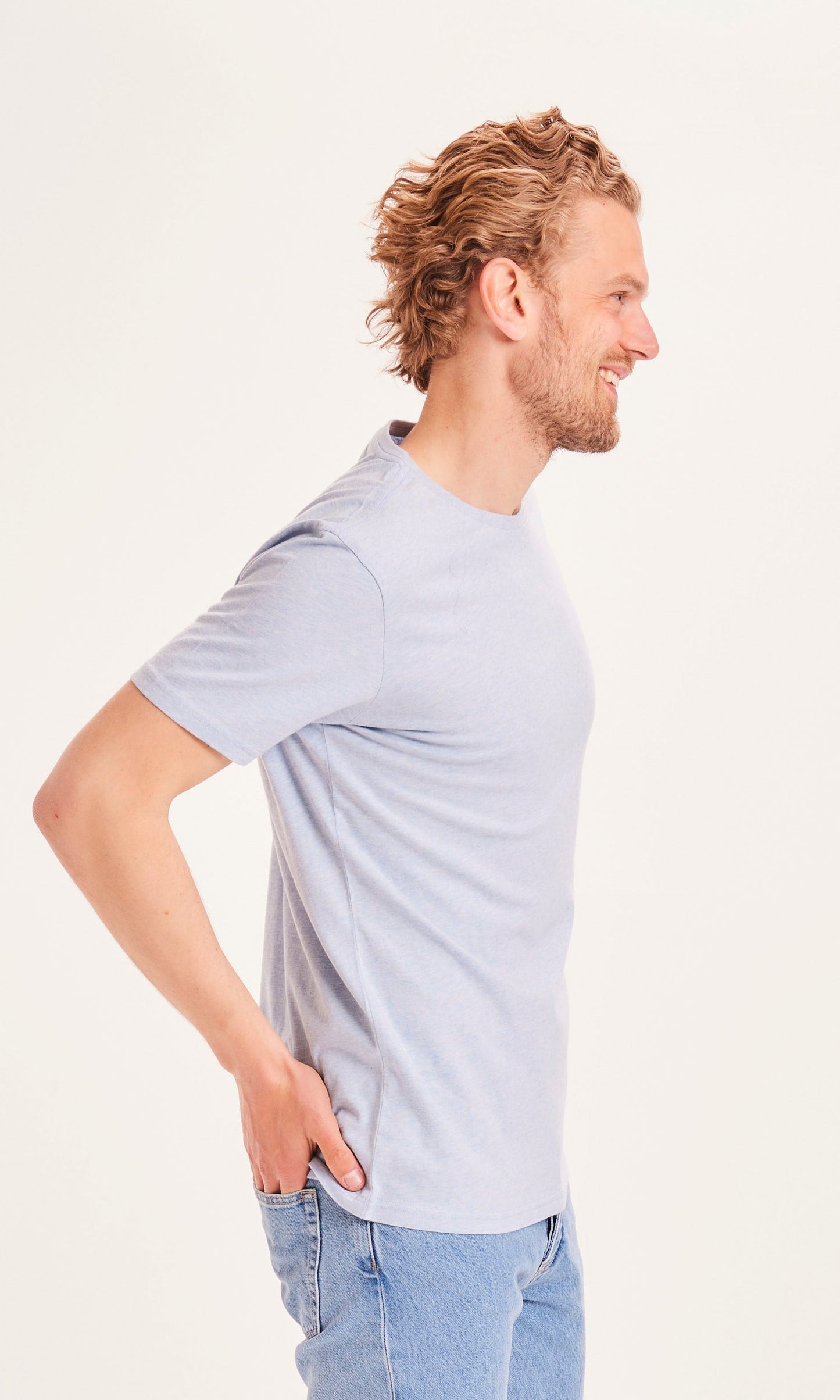 T-shirt bleu ciel en coton bio - ALDER sky way melange