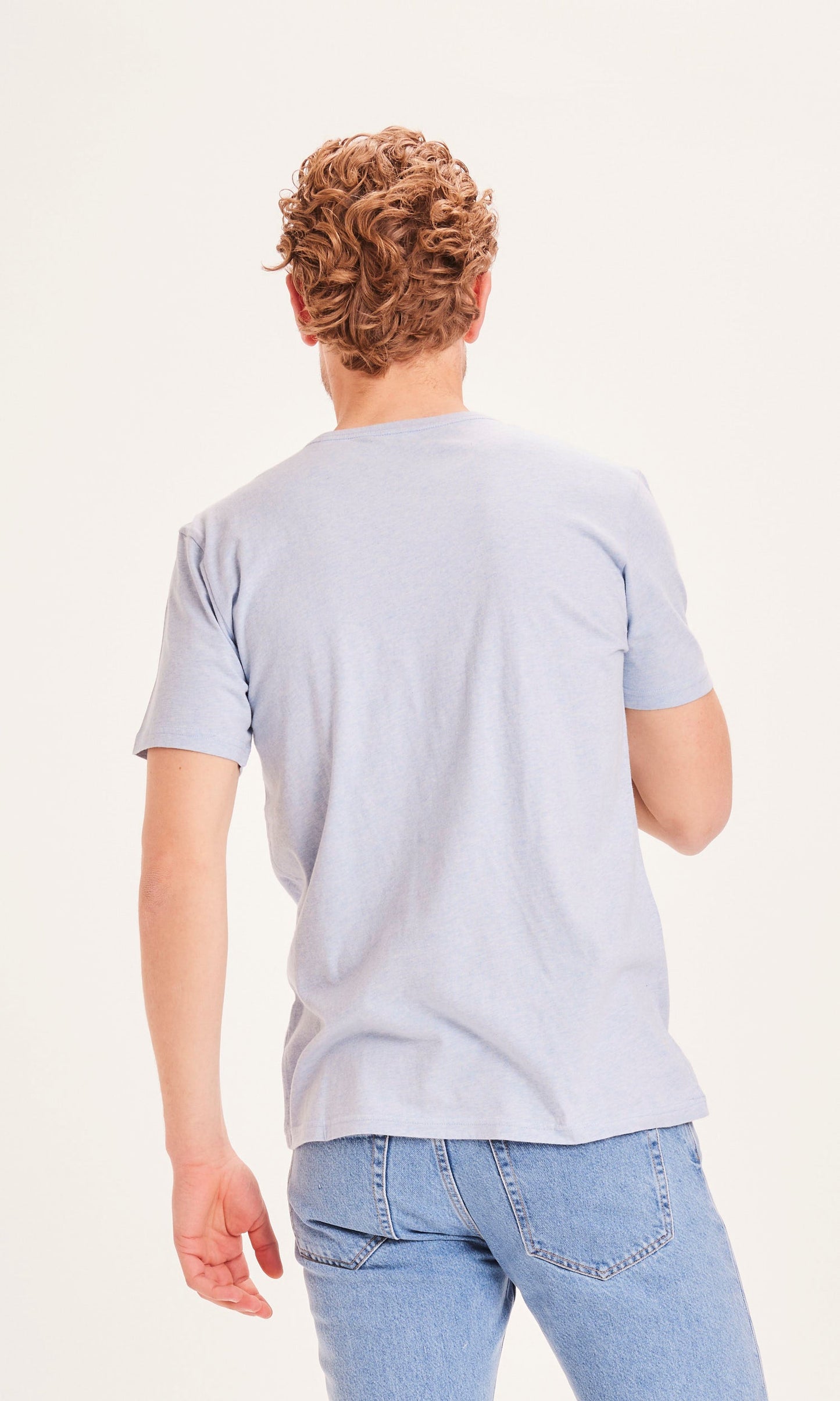 T-shirt bleu ciel en coton bio - ALDER sky way melange