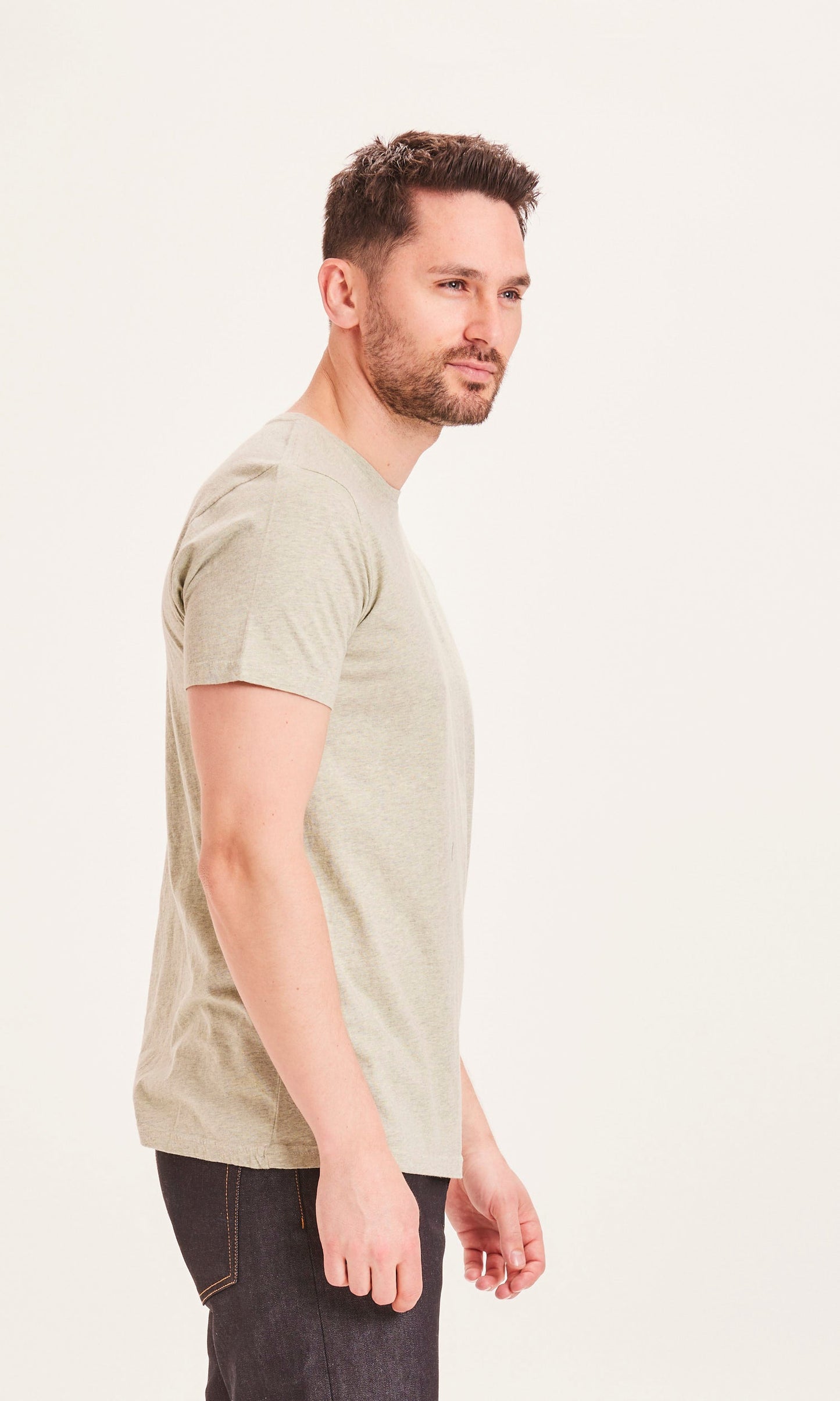 T-shirt vert chiné en coton bio - lint melange