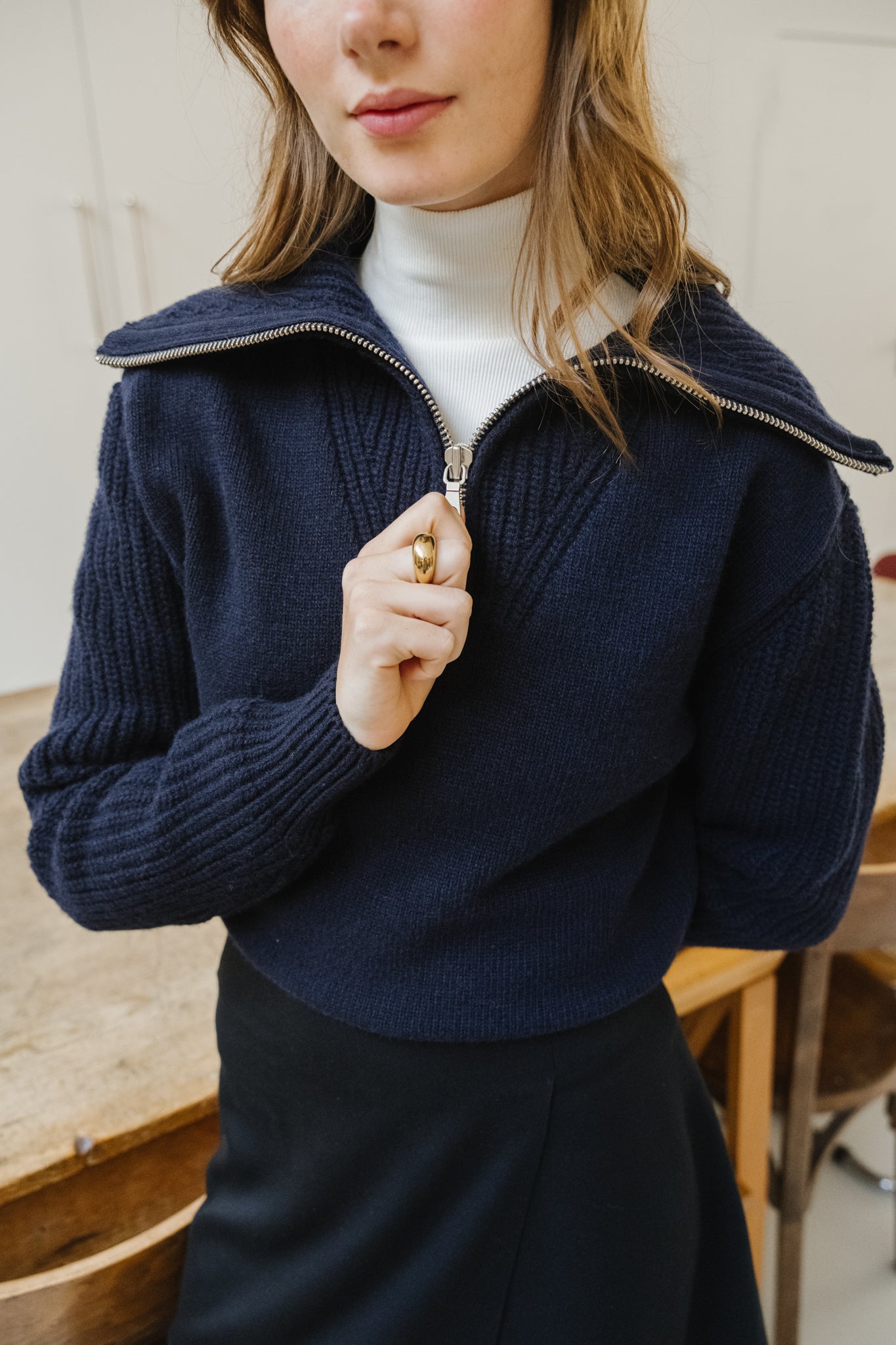 Pull en laine | bleu "navy tanit knitted sweater"