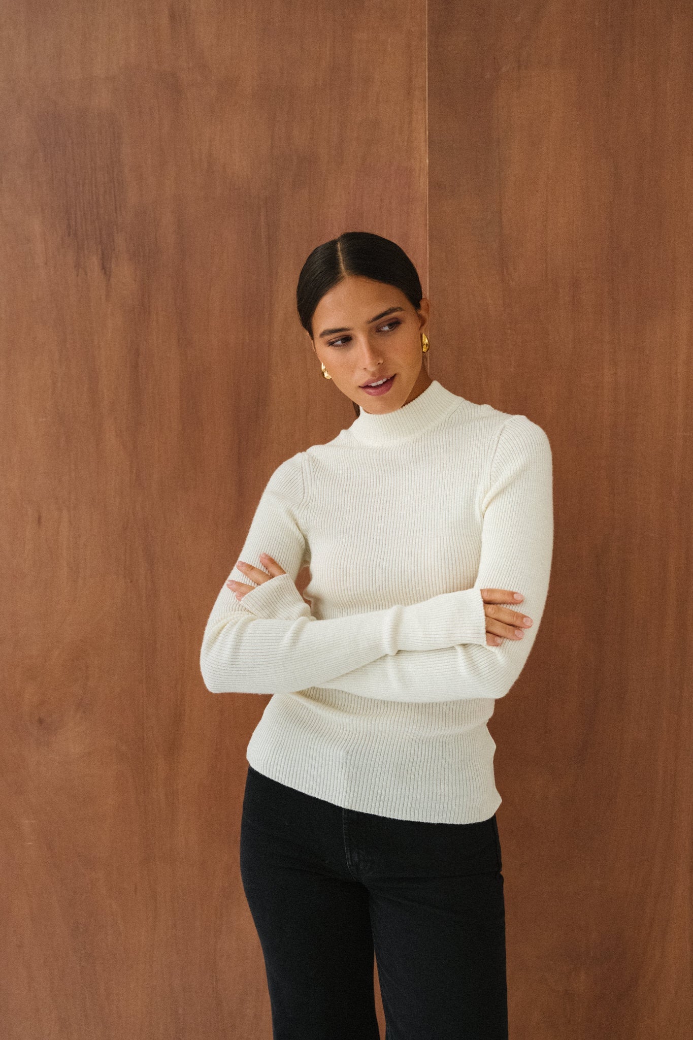 Pull côtelé en laine mérinos certifiée | écru "merino wool rib knit - egret"