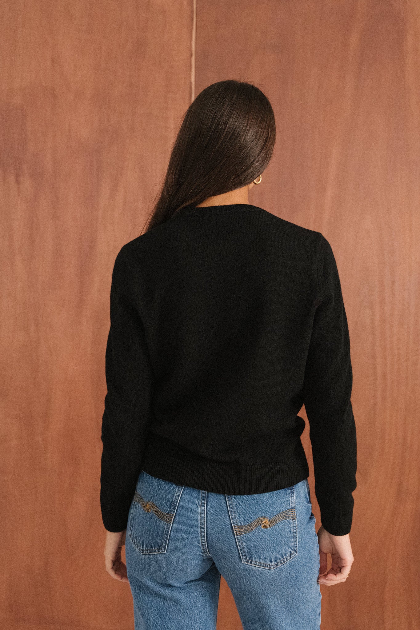 Pull droit en laine mérinos recyclée | noir