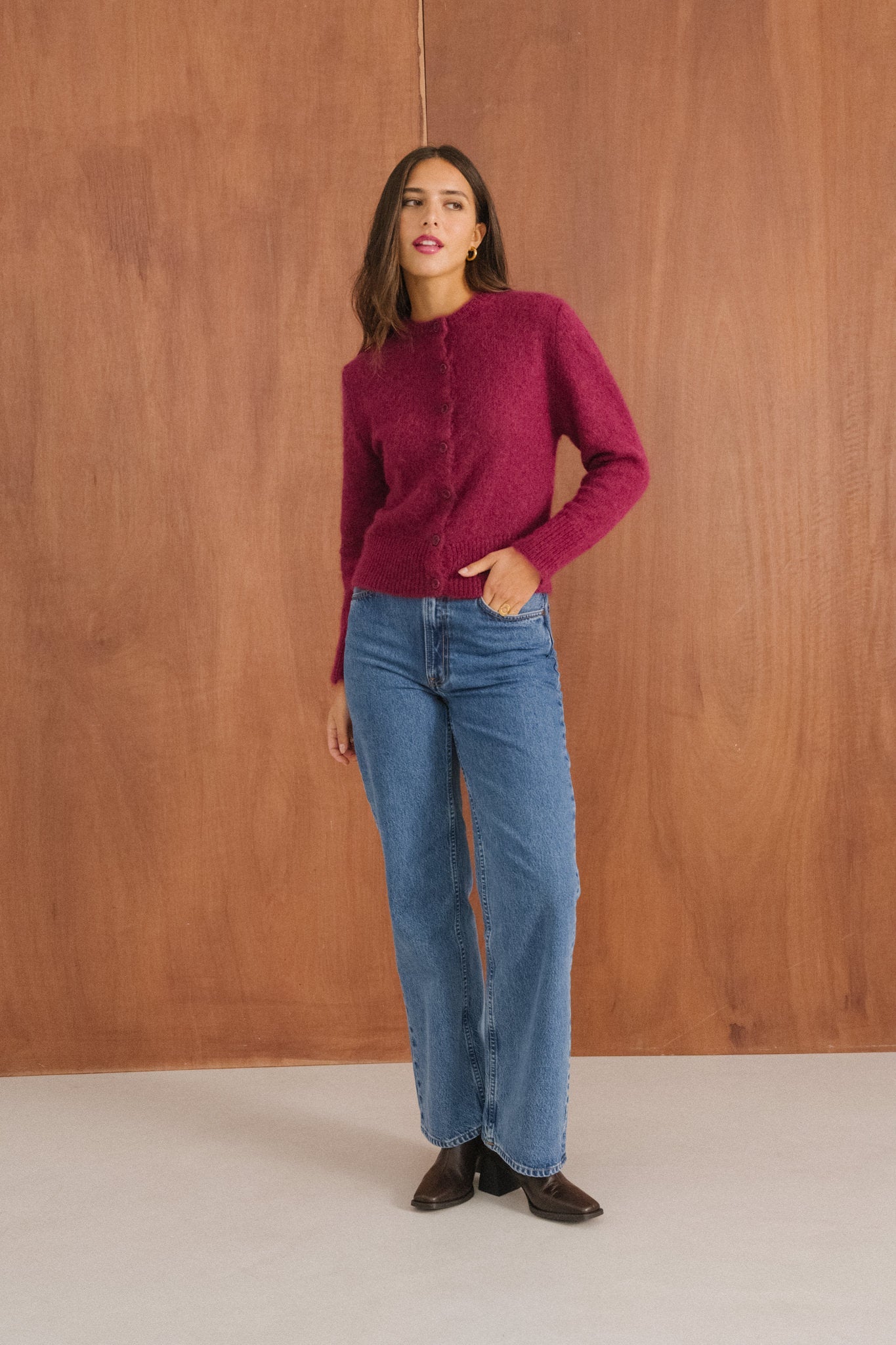 Gilet en mohair certifié | framboise "Grace"