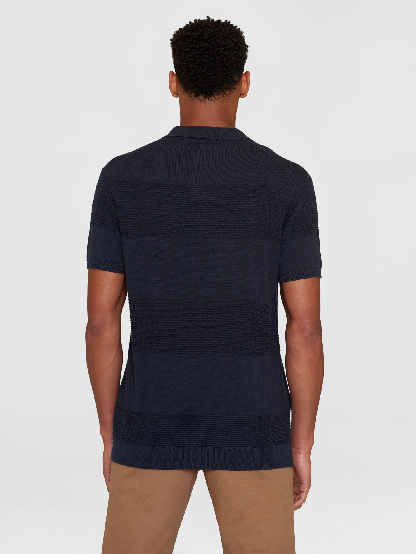 Polo en coton bio | Marine "regular pattern knitted short sleeved polo night sky"