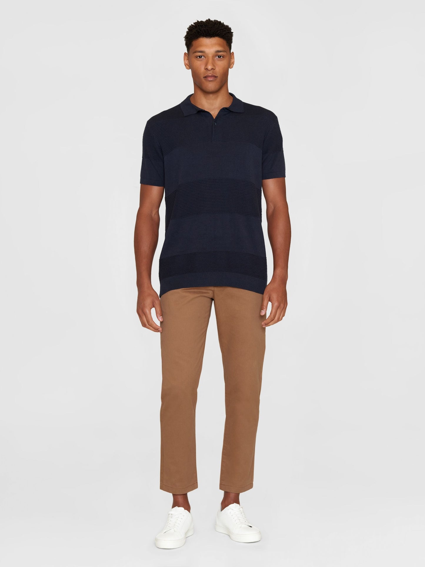 Polo en coton bio | Marine "regular pattern knitted short sleeved polo night sky"