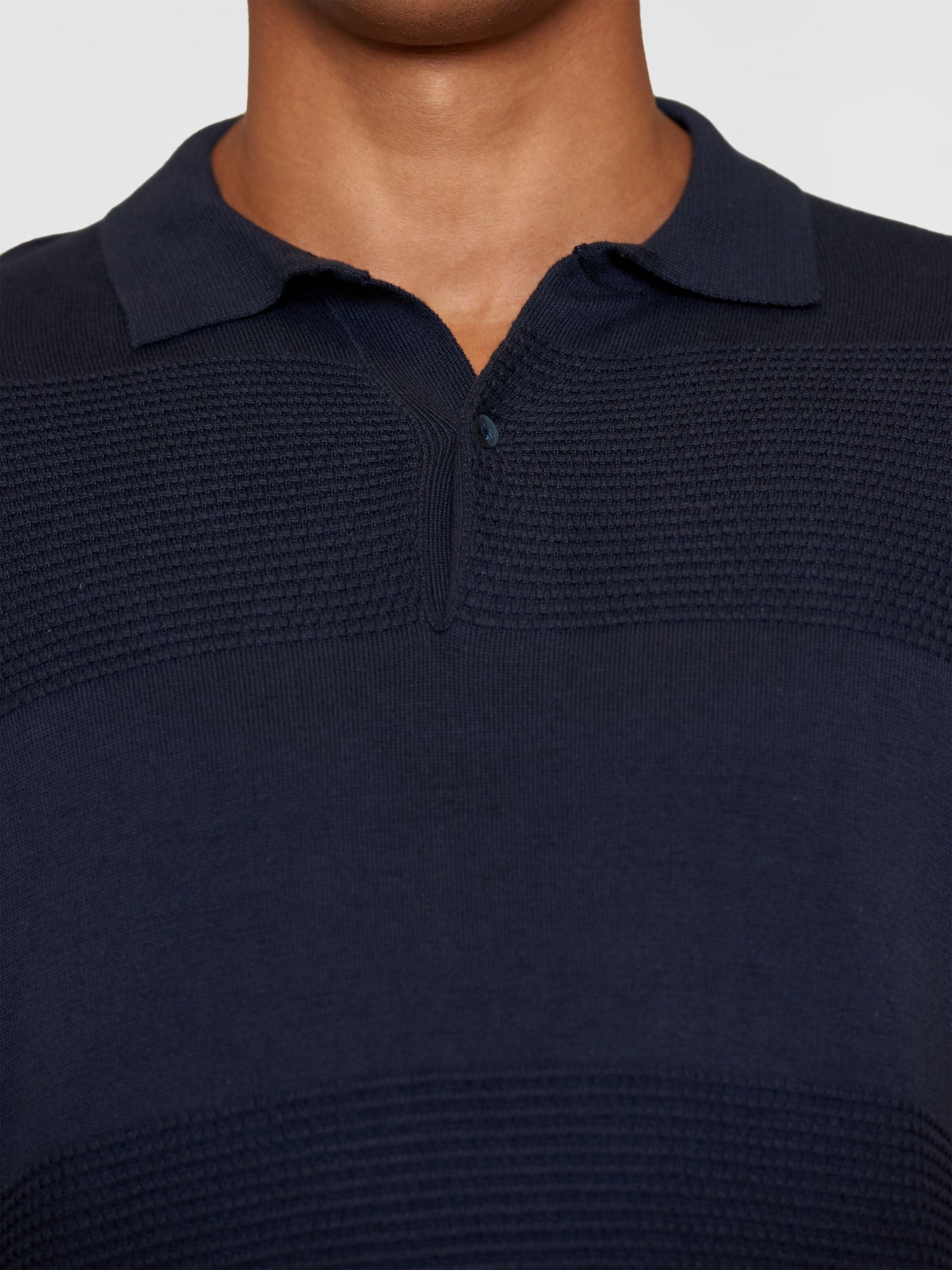 Polo en coton bio | Marine "regular pattern knitted short sleeved polo night sky"