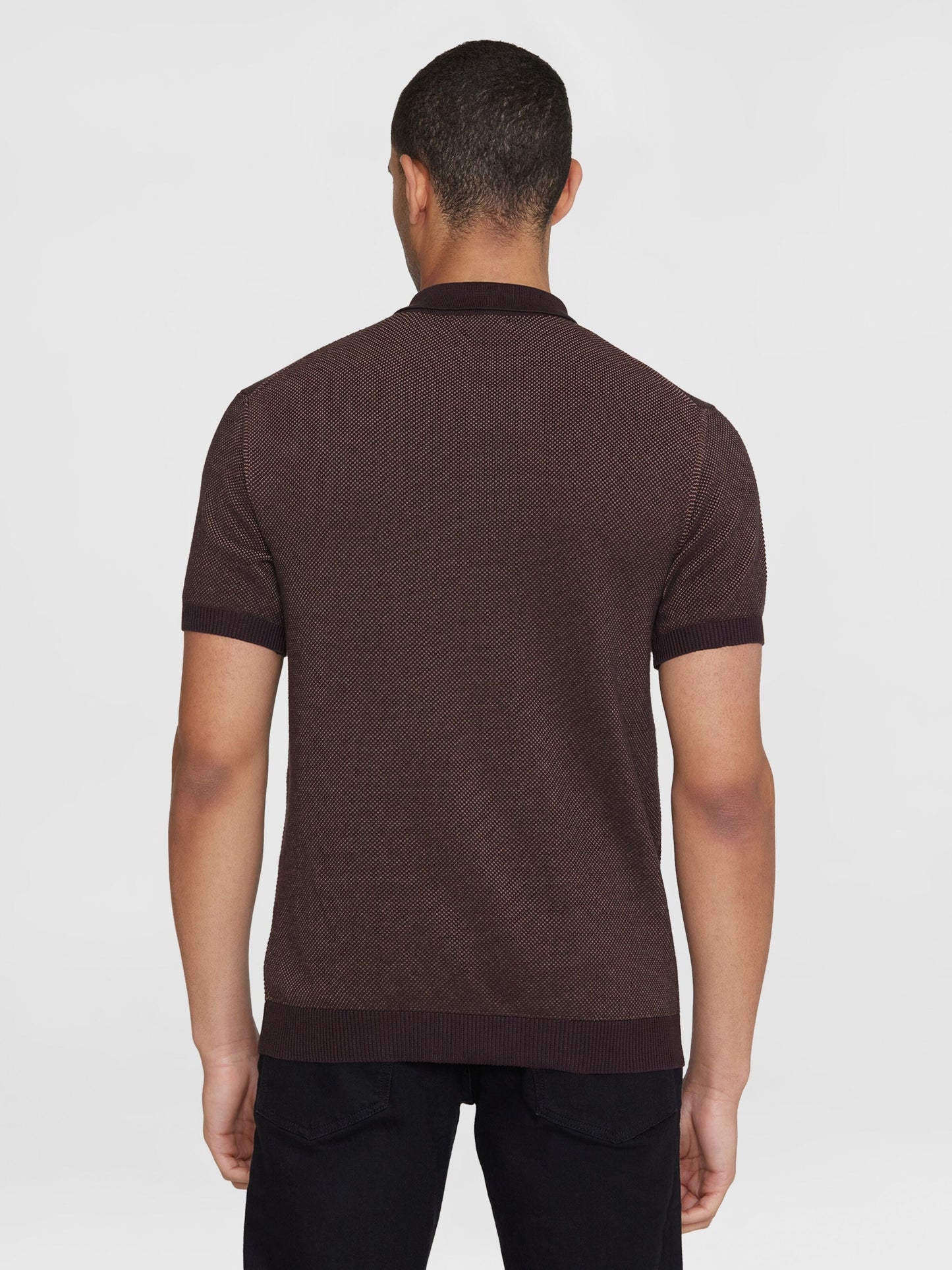 Polo en tricot de coton bio | Marron "regular two toned knitted polo chocolate malt"