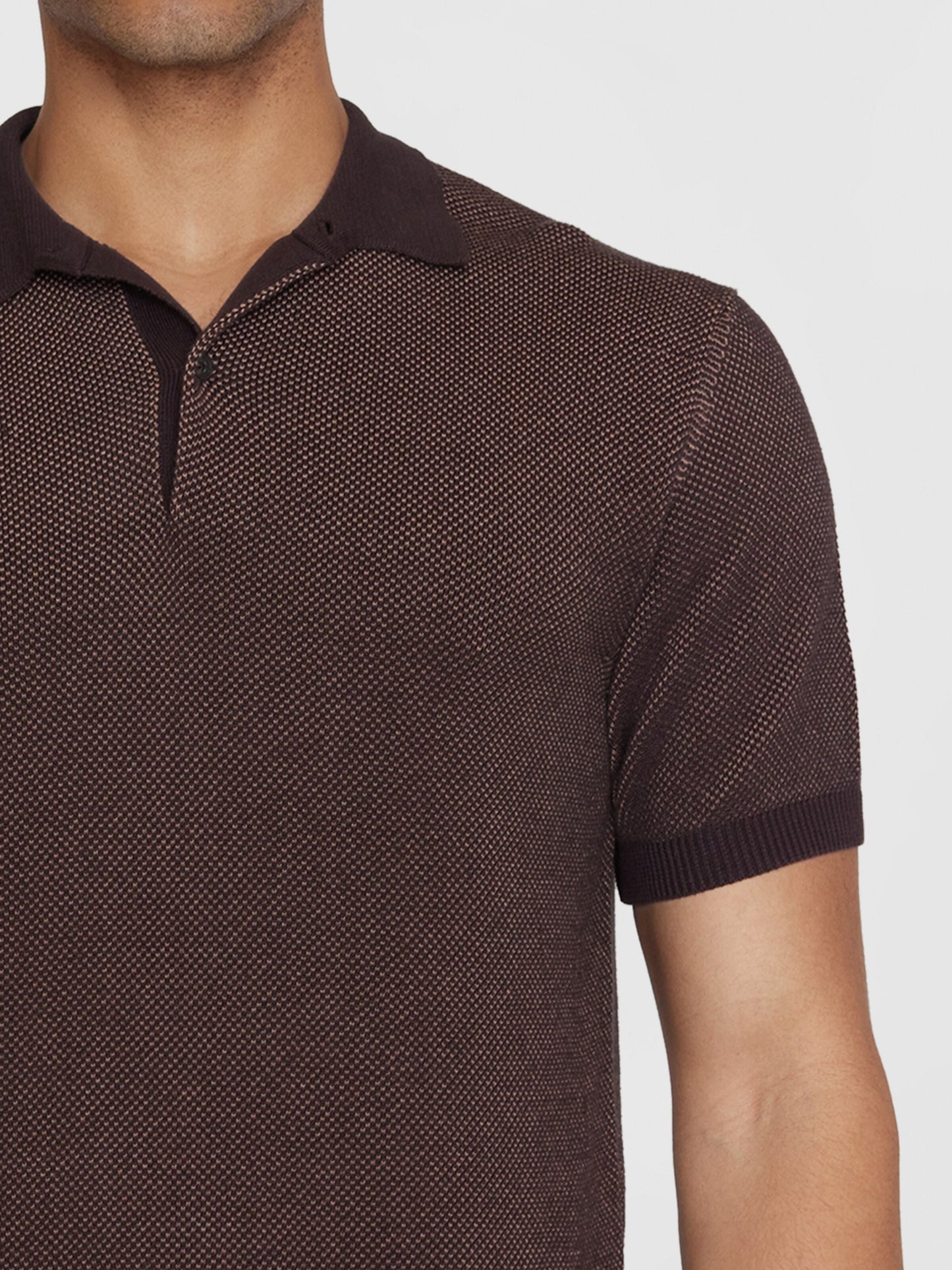 Polo en tricot de coton bio | Marron "regular two toned knitted polo chocolate malt"