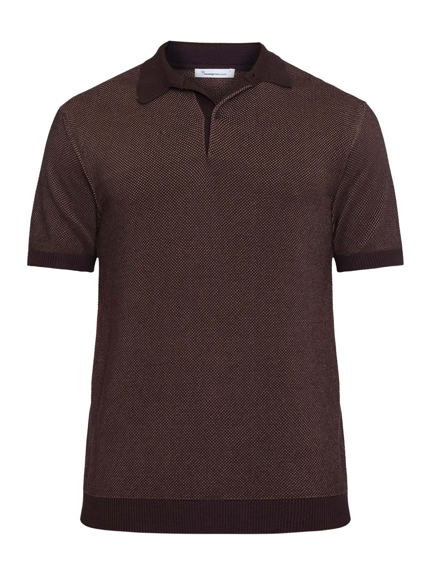 Polo en tricot de coton bio | Marron "regular two toned knitted polo chocolate malt"