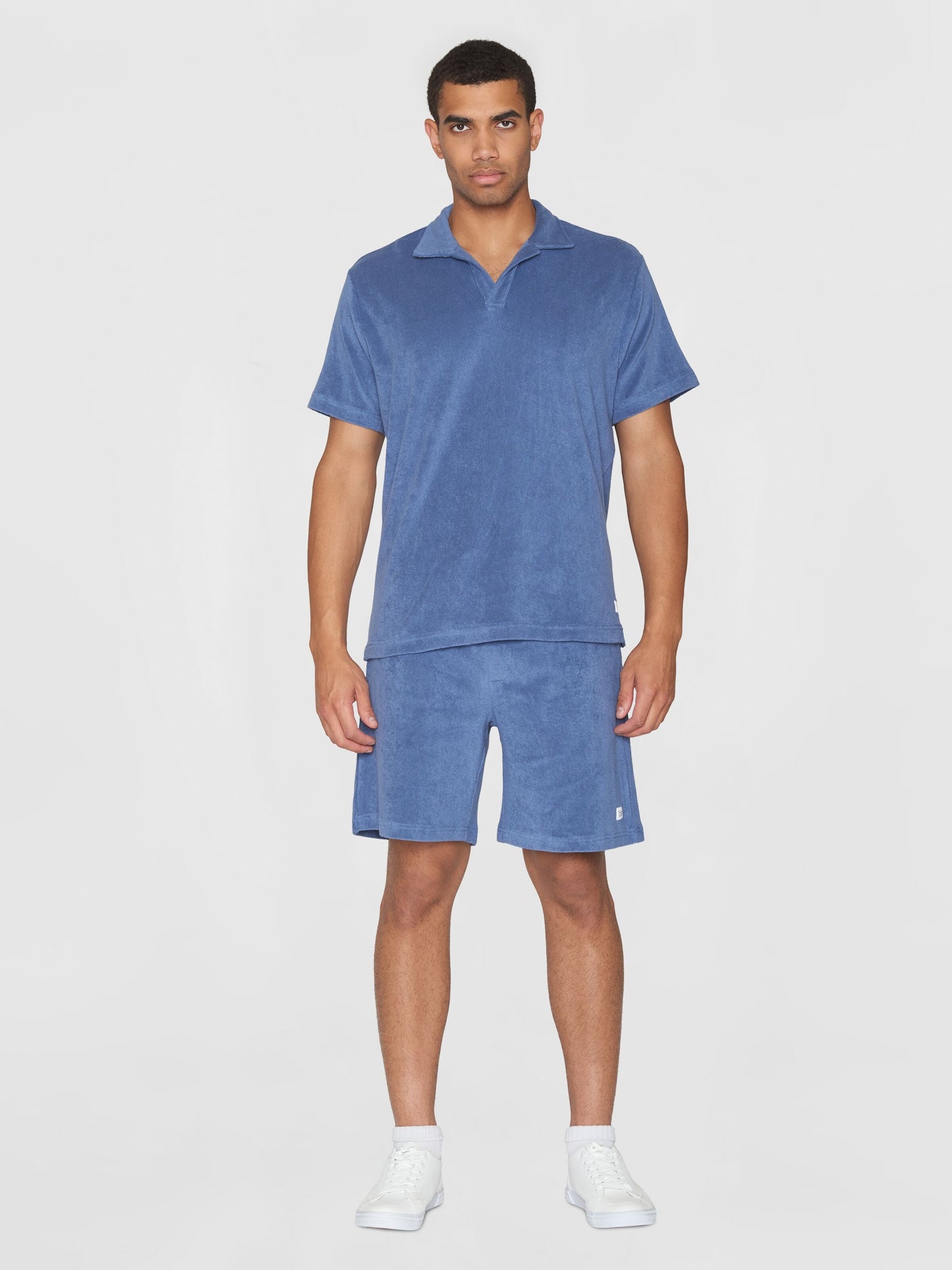 Polo éponge en coton bio | bleu "loose terry polo moonlight blue"