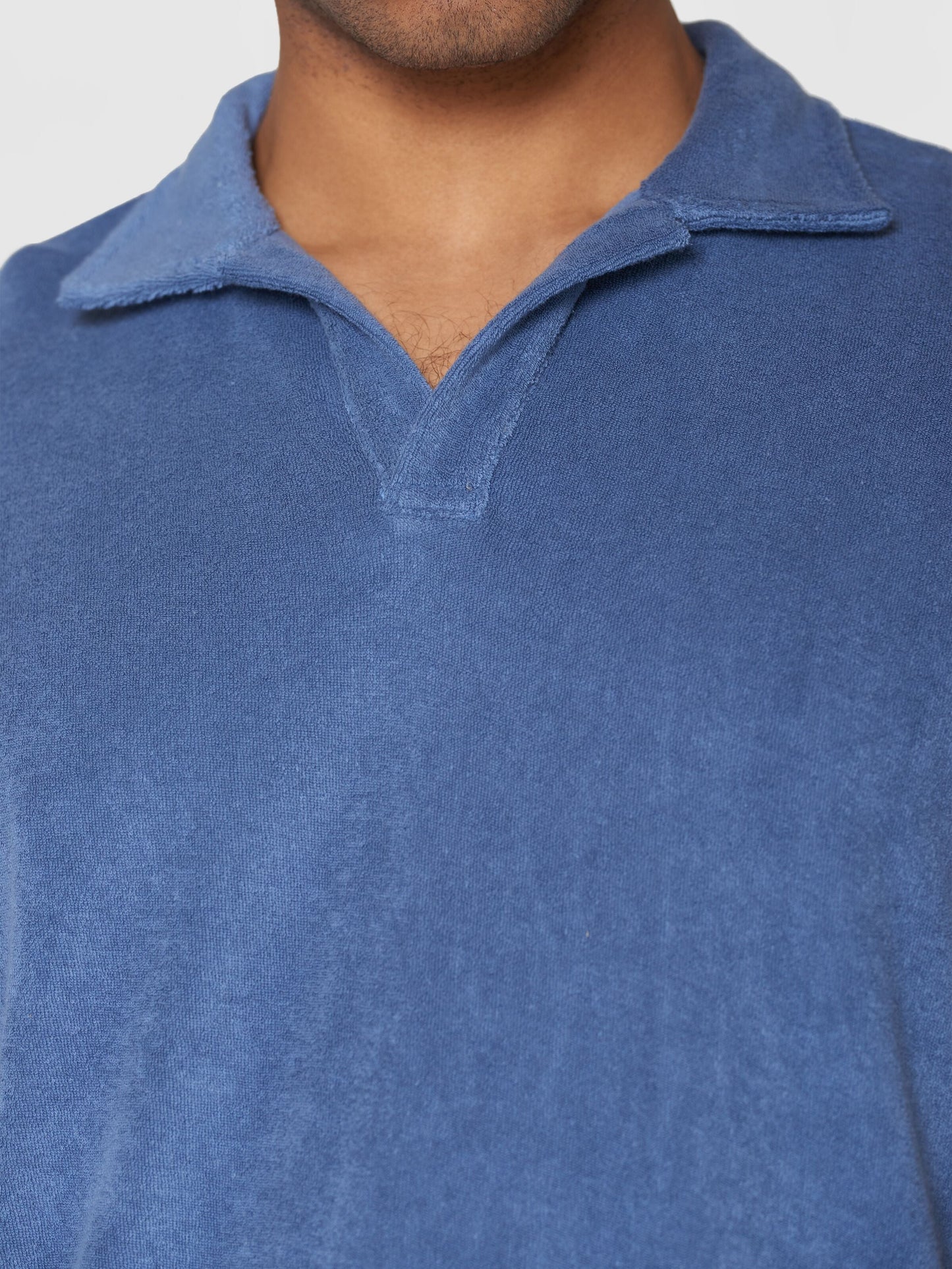 Polo éponge en coton bio | bleu "loose terry polo moonlight blue"