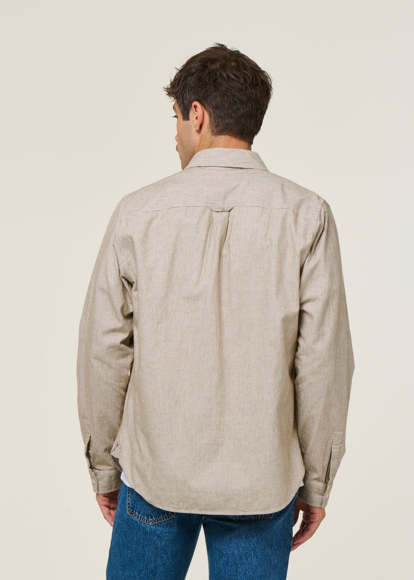Chemise en coton bio | rayé "ken - eco brushed striped peanut"