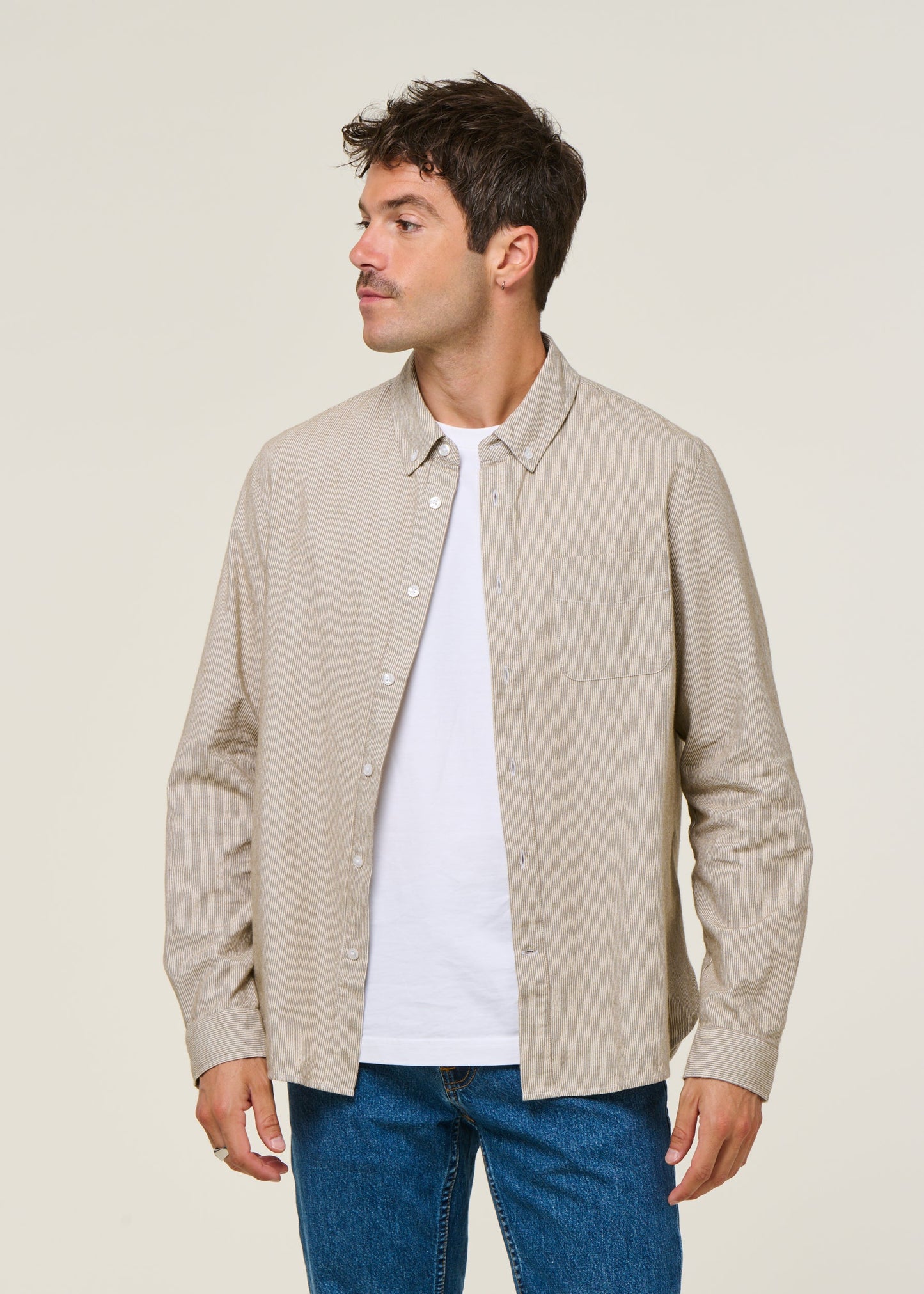 Chemise en coton bio | rayé "ken - eco brushed striped peanut"
