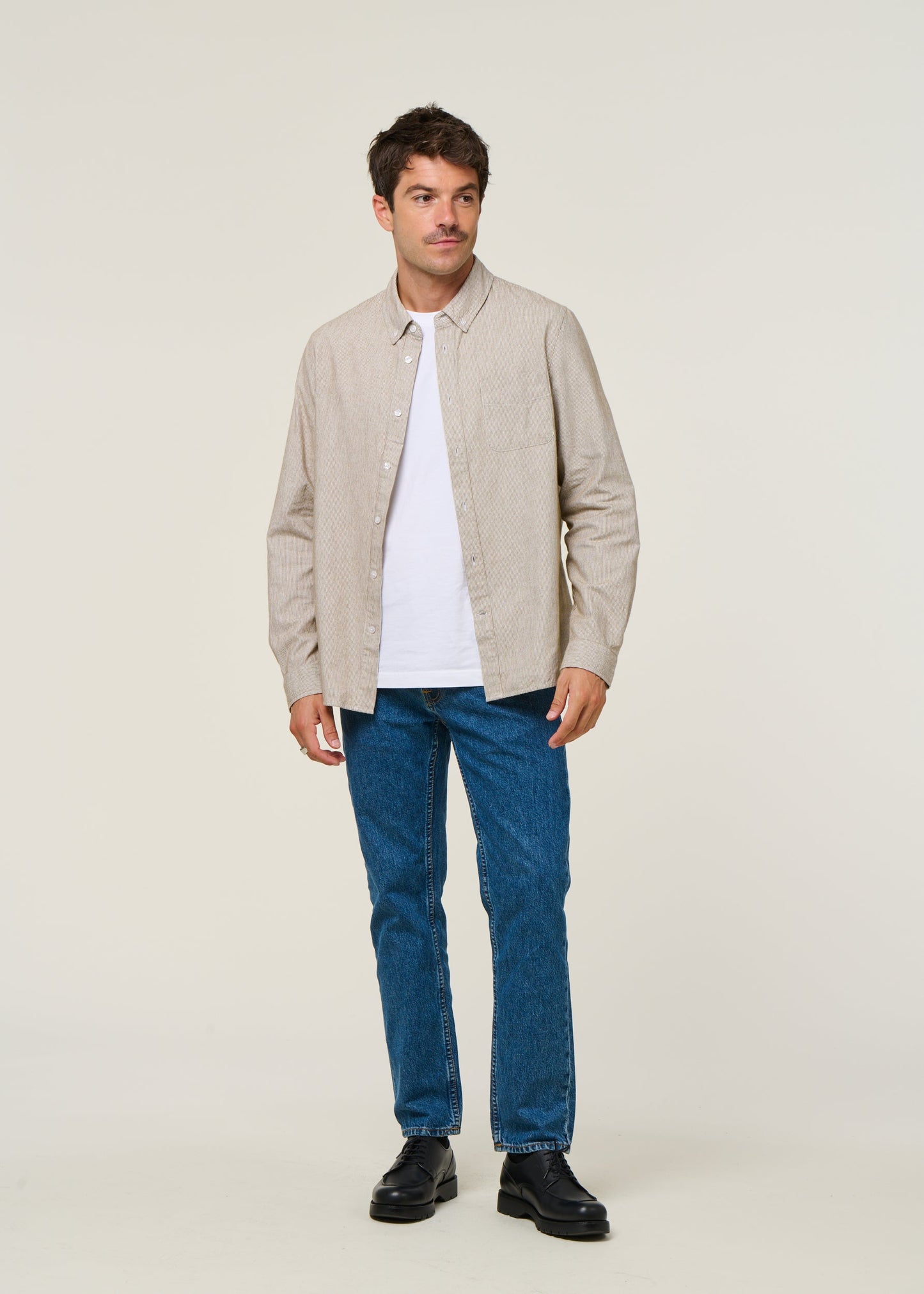 Chemise en coton bio | rayé "ken - eco brushed striped peanut"