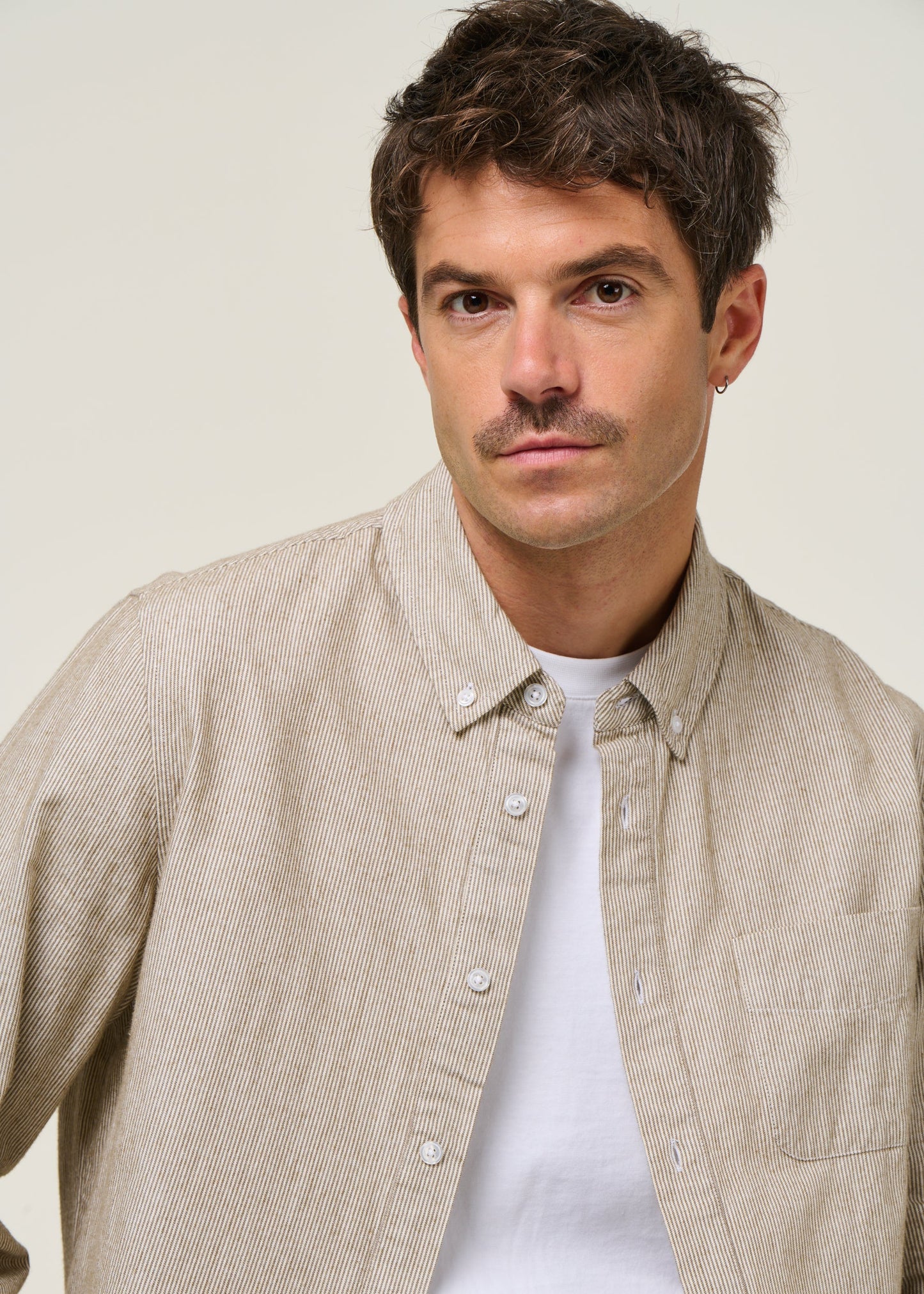 Chemise en coton bio | rayé "ken - eco brushed striped peanut"